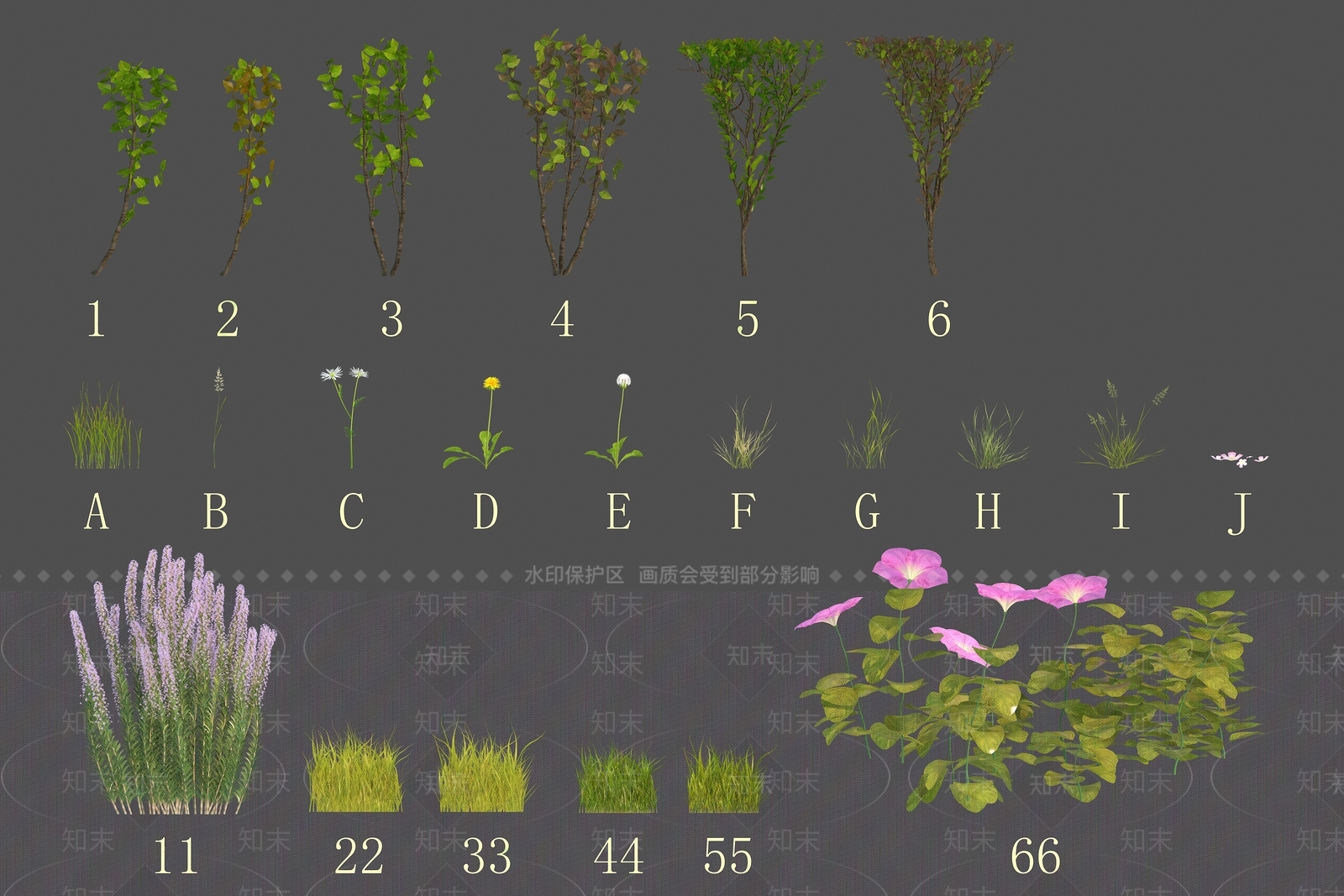 花草组合3D模型下载【ID:1140119464】