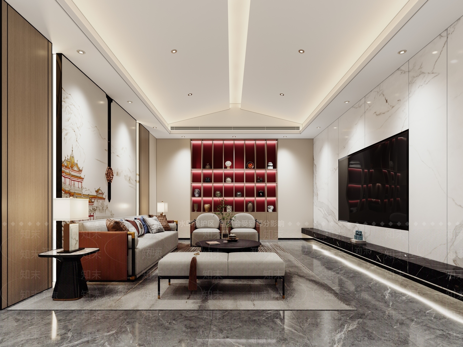新中式会客区3D模型下载【ID:1140120113】