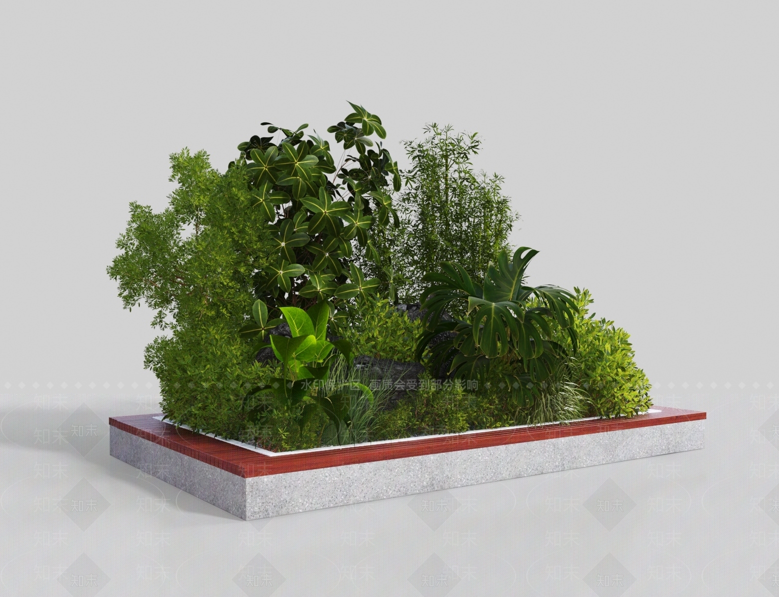 现代植物堆3D模型下载【ID:1140121374】