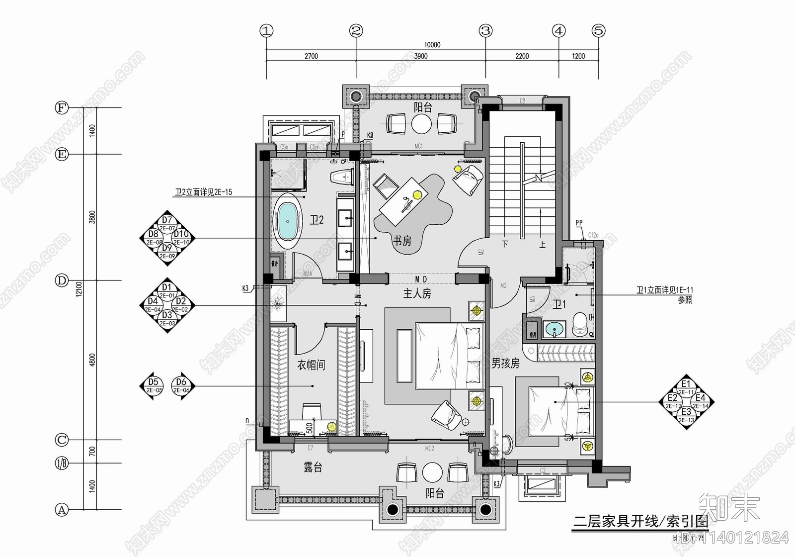 三层双拼别墅家装室内施工图下载【ID:1140121824】