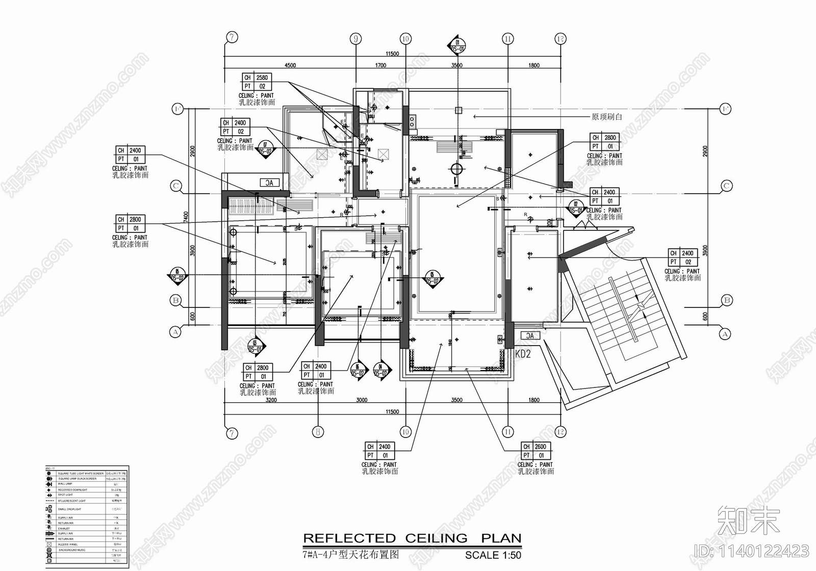 85㎡两居室家装样板间室内cad施工图下载【ID:1140122423】