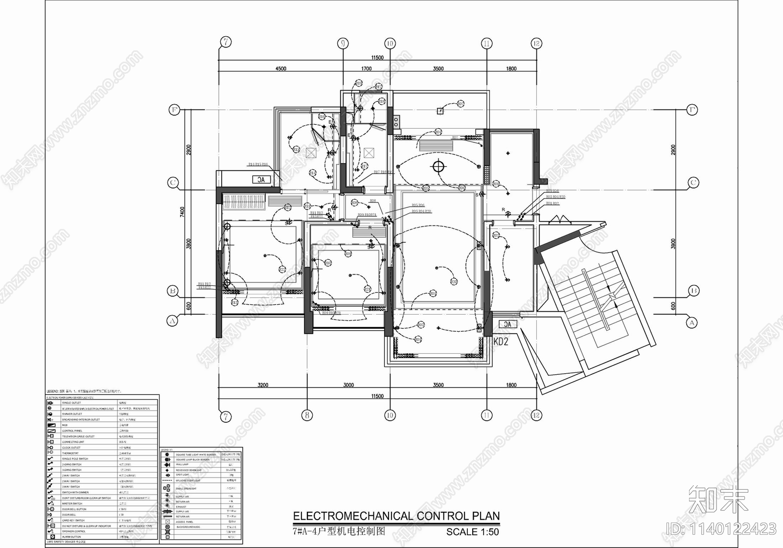 85㎡两居室家装样板间室内cad施工图下载【ID:1140122423】