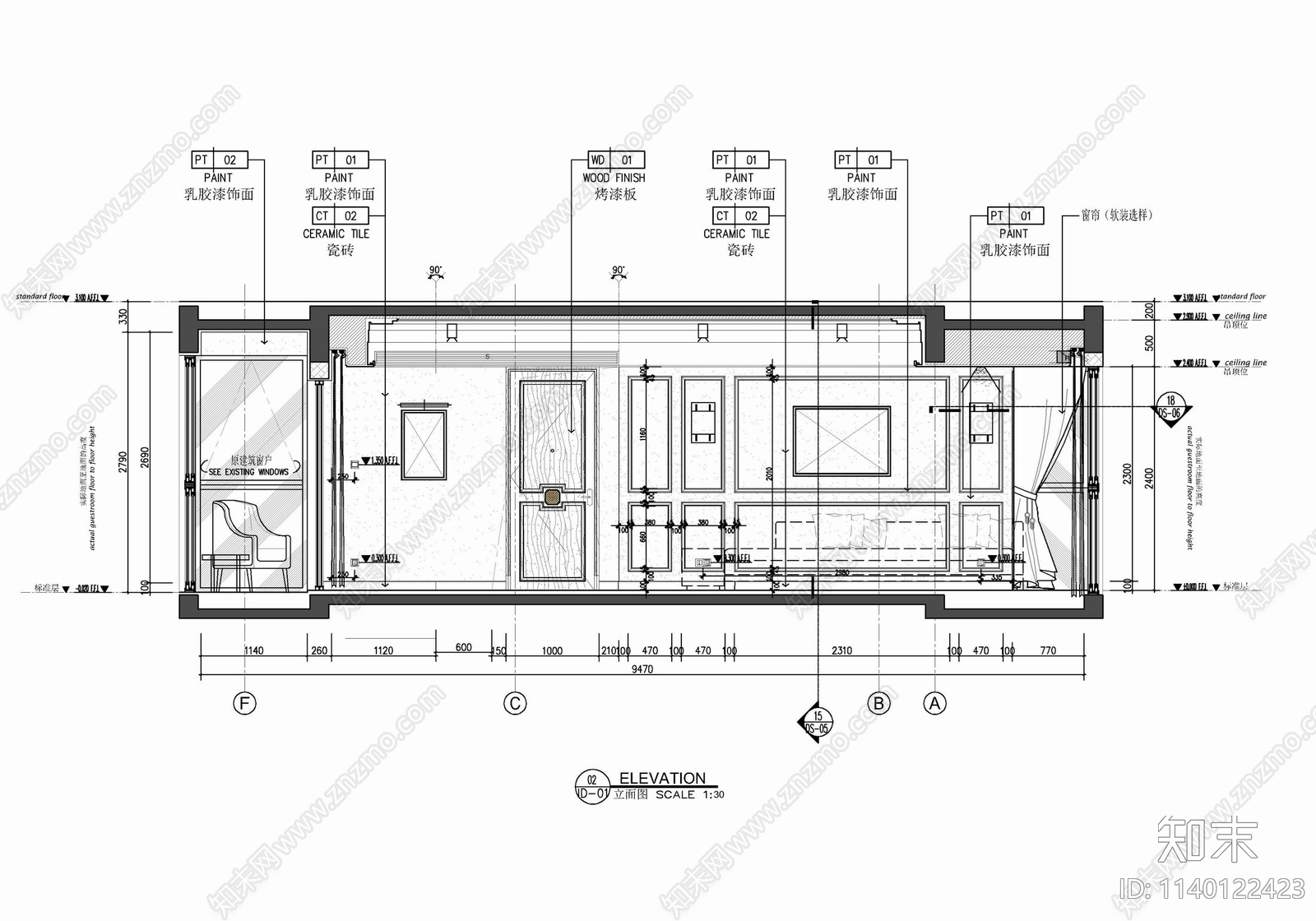 85㎡两居室家装样板间室内cad施工图下载【ID:1140122423】