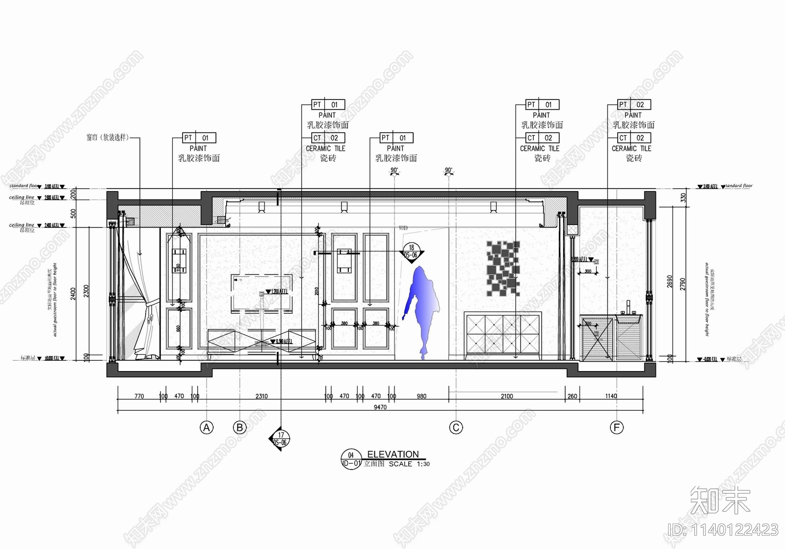 85㎡两居室家装样板间室内cad施工图下载【ID:1140122423】