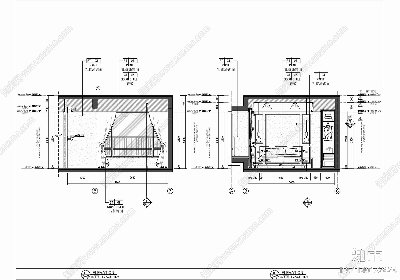 85㎡两居室家装样板间室内cad施工图下载【ID:1140122423】