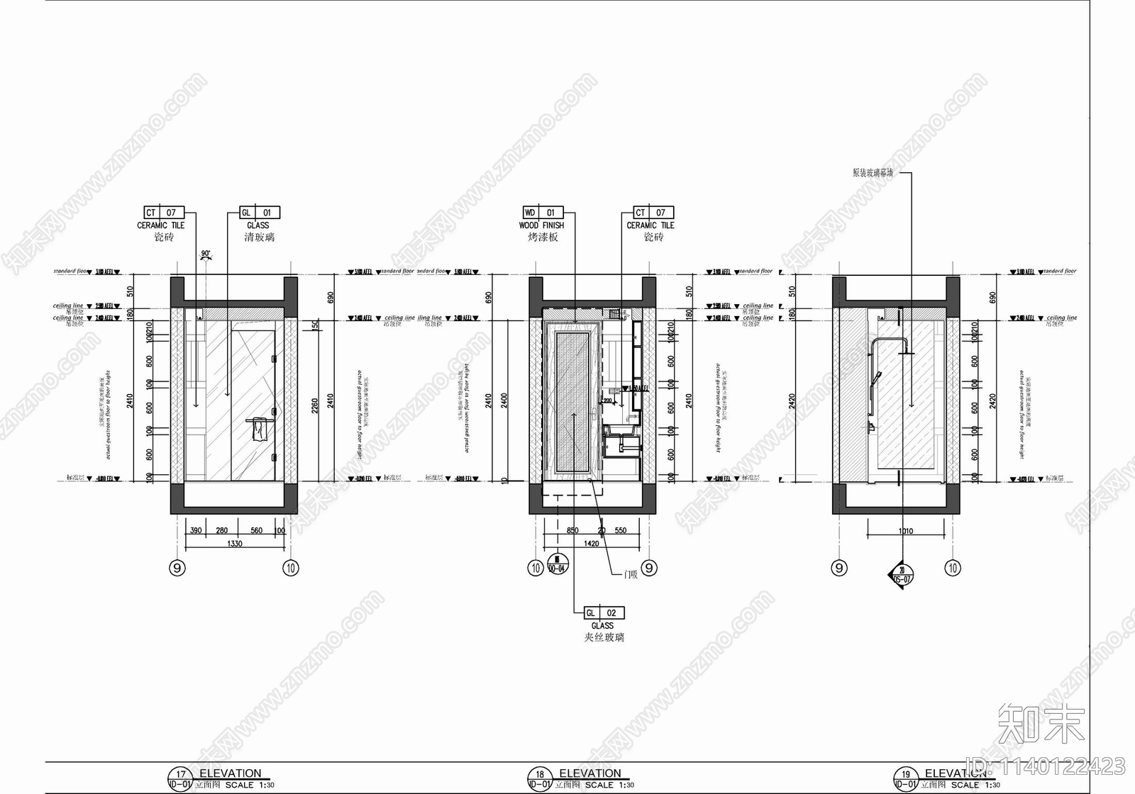 85㎡两居室家装样板间室内cad施工图下载【ID:1140122423】