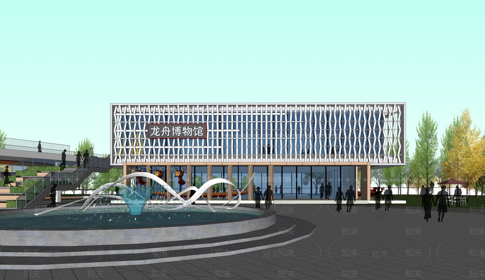 现代展览馆建筑SU模型下载【ID:1140123425】_知末su模型网