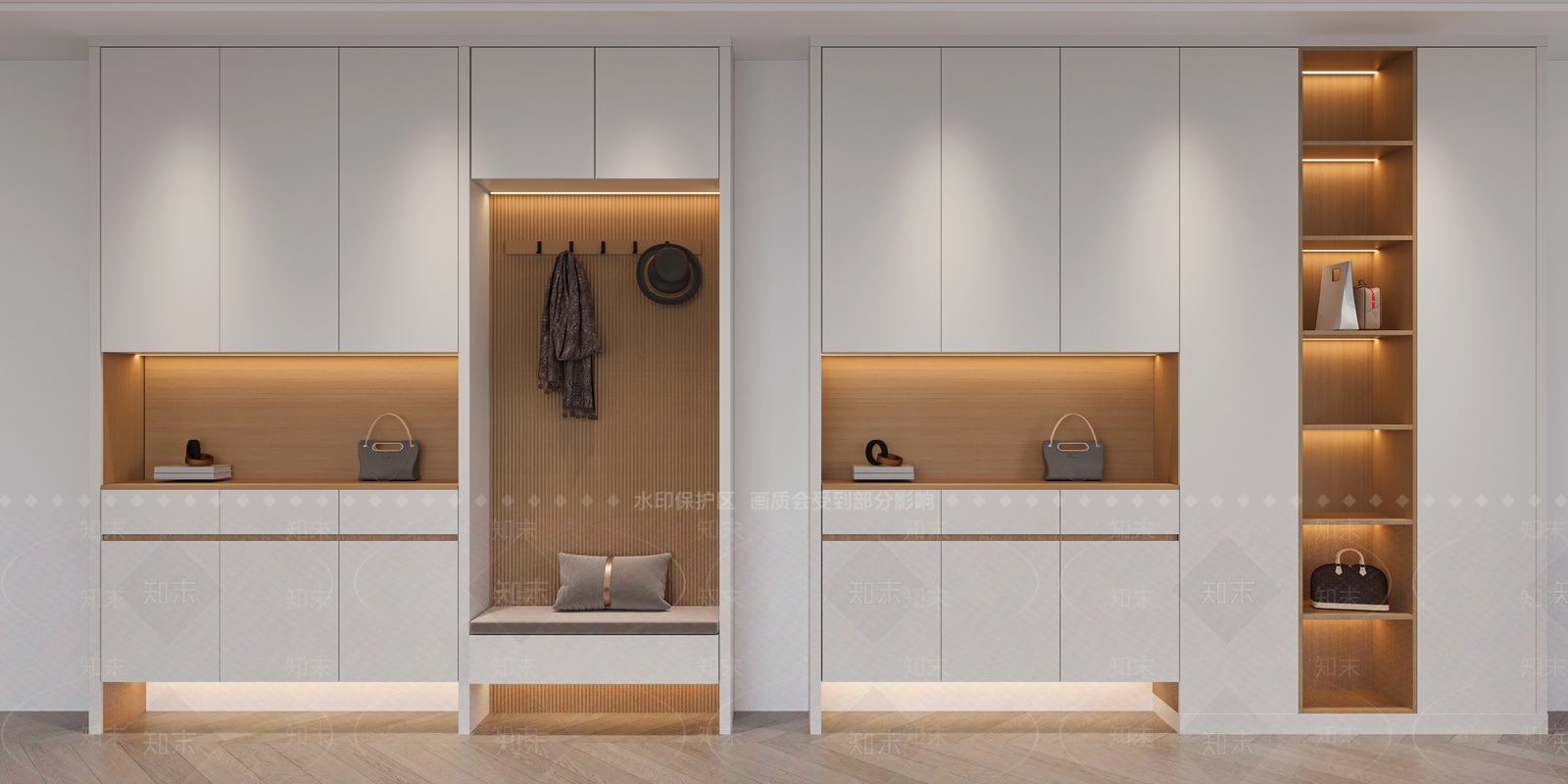 现代奶油风鞋柜3D模型下载【ID:1140127446】