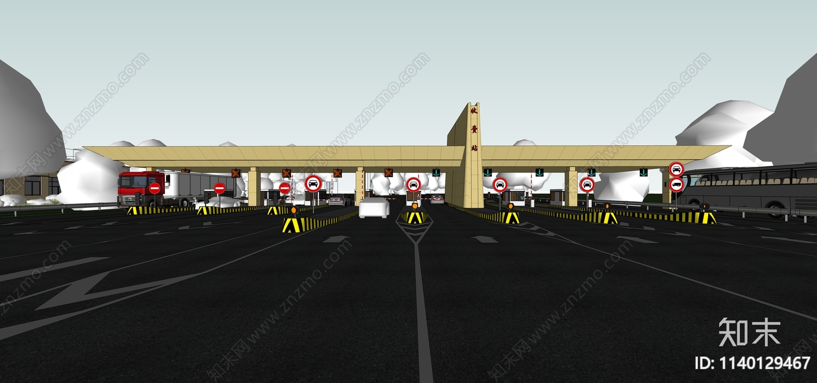 现代收费站SU模型下载【ID:1140129467】