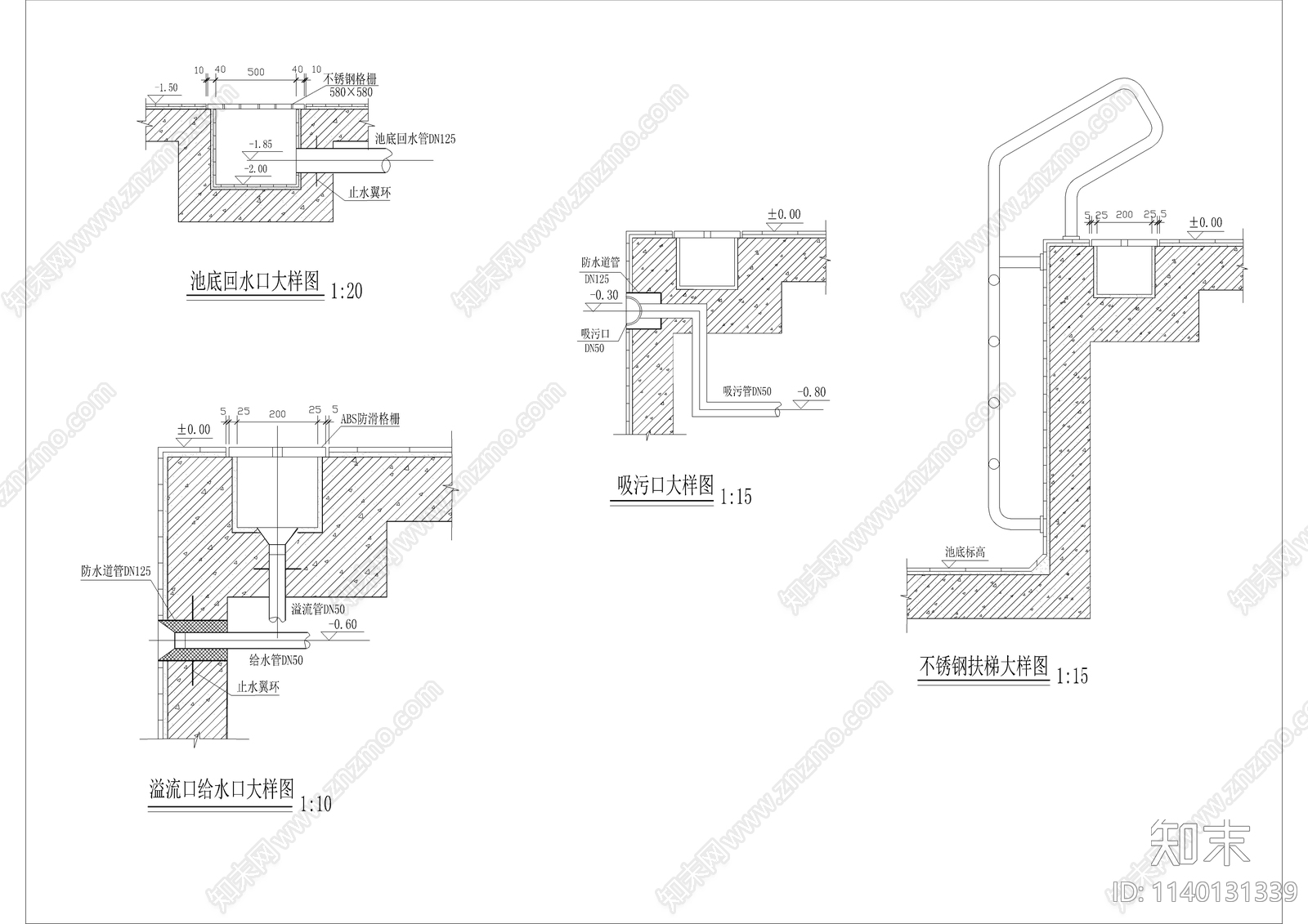 某游泳池综合消防池详图cad施工图下载【ID:1140131339】