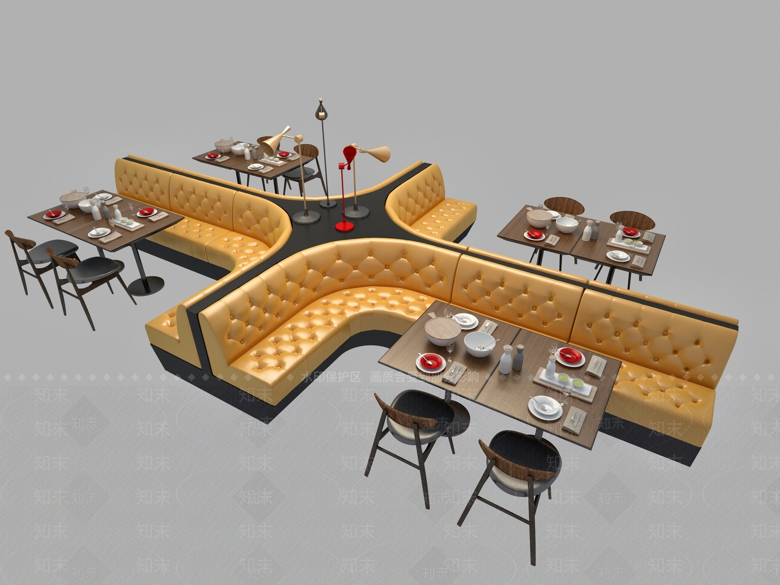 现代卡座沙发3D模型下载【ID:1140135664】