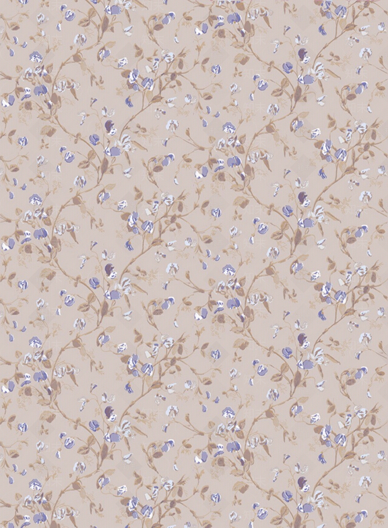 无缝欧式蓝色碎花壁纸贴图下载【ID:1140135926】