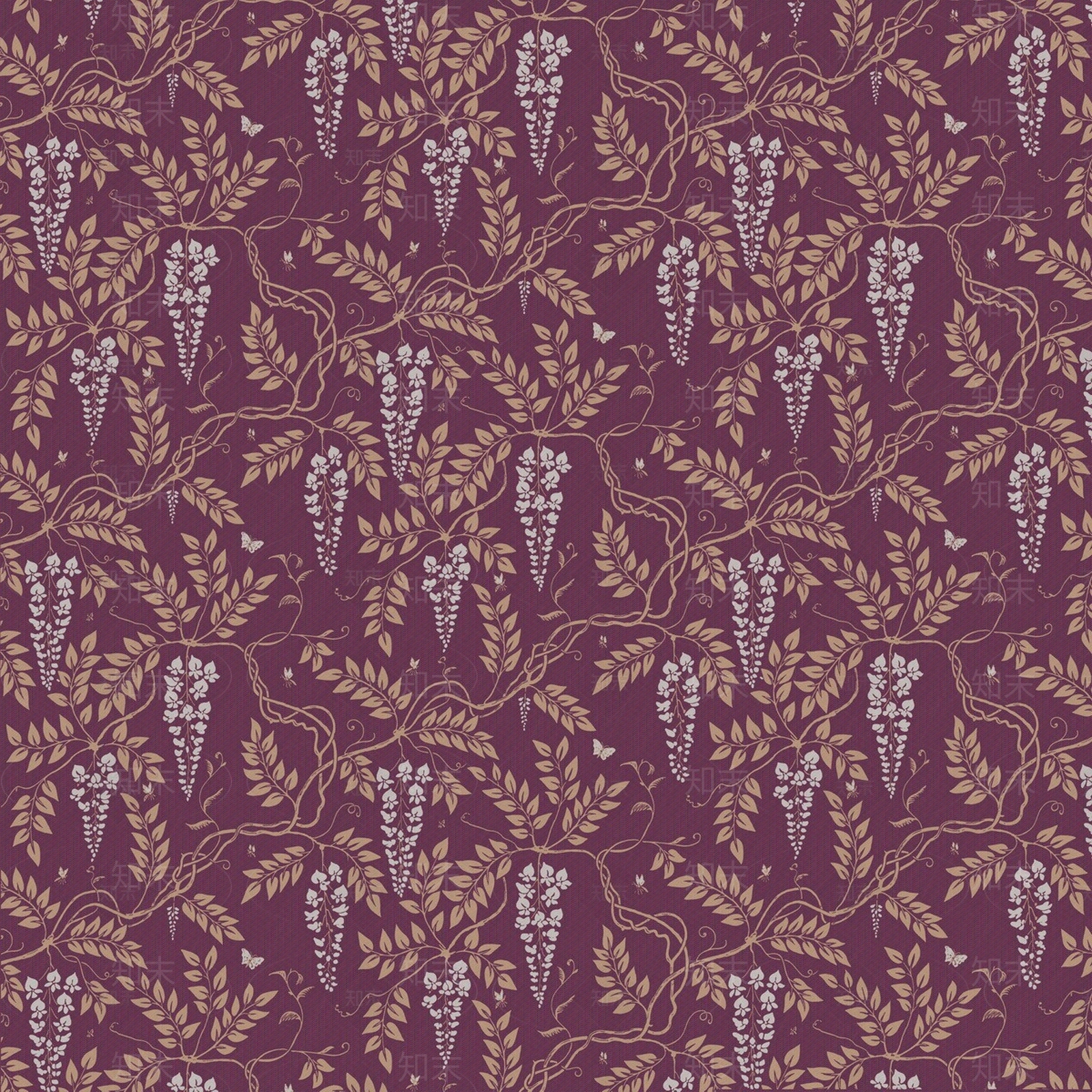紫色葡萄藤印花壁纸贴图下载【ID:1140136017】