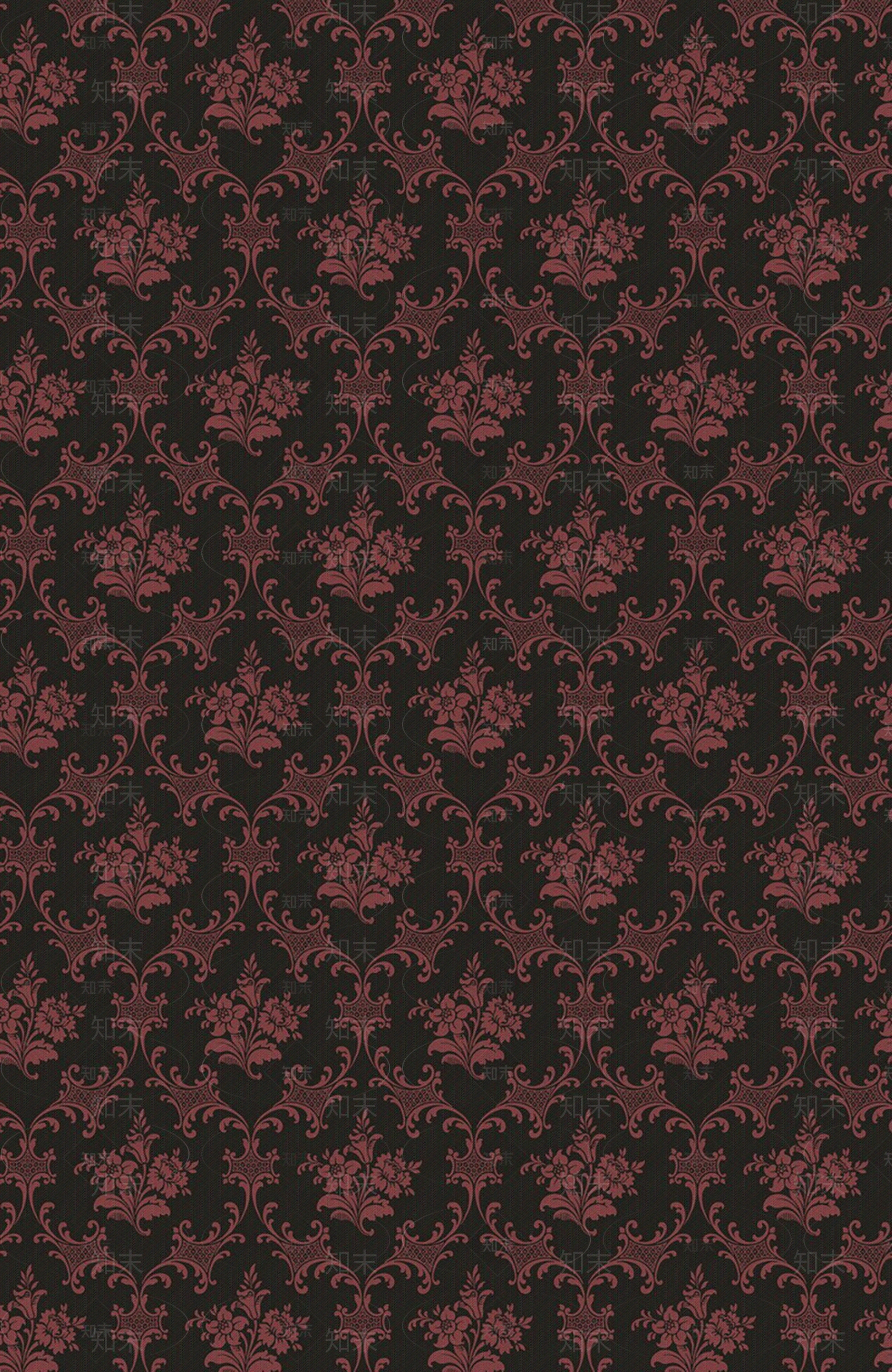 无缝欧式深色纹样墙布贴图下载【ID:1140136186】
