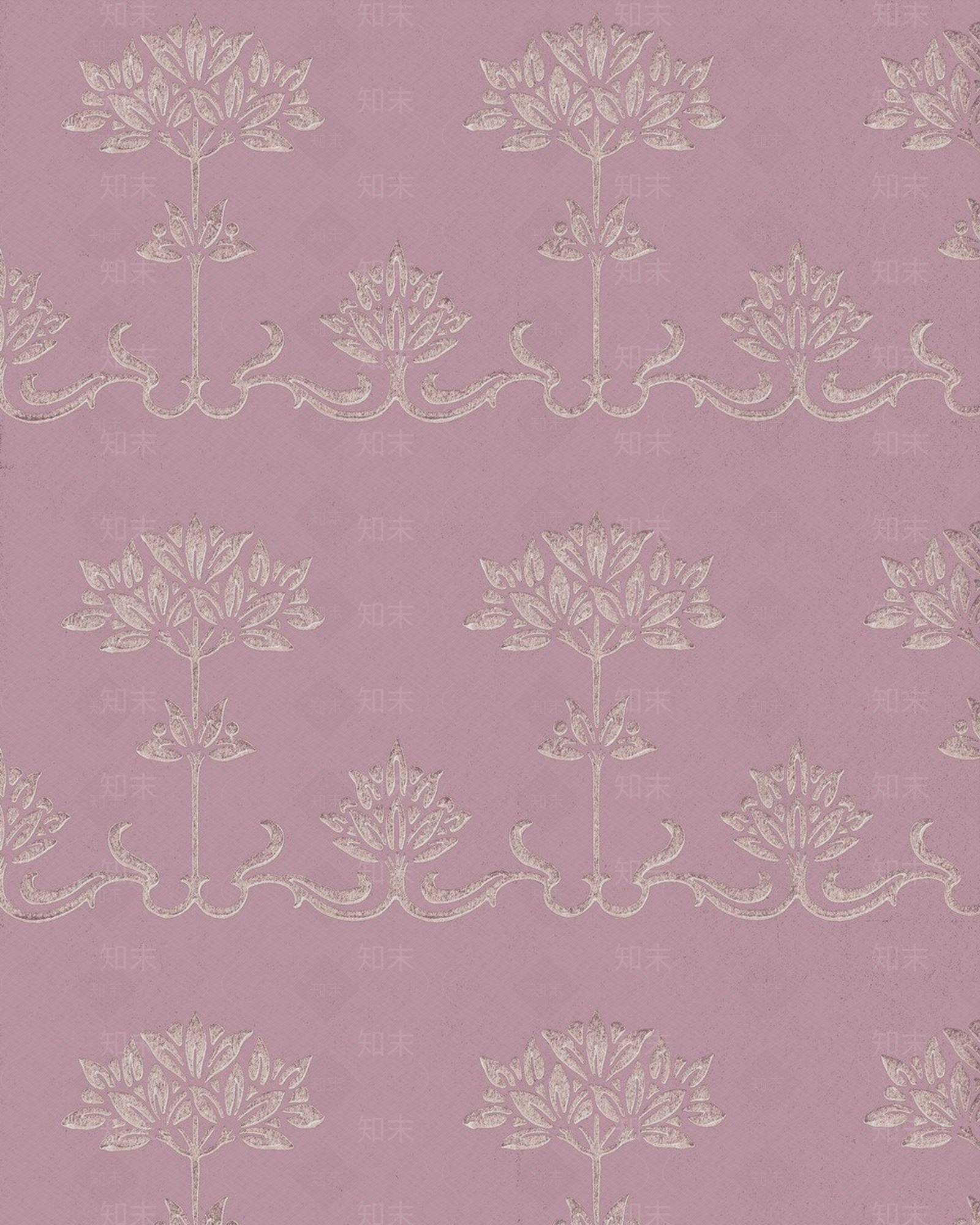 淡紫色植物印花壁纸贴图下载【ID:1140138548】