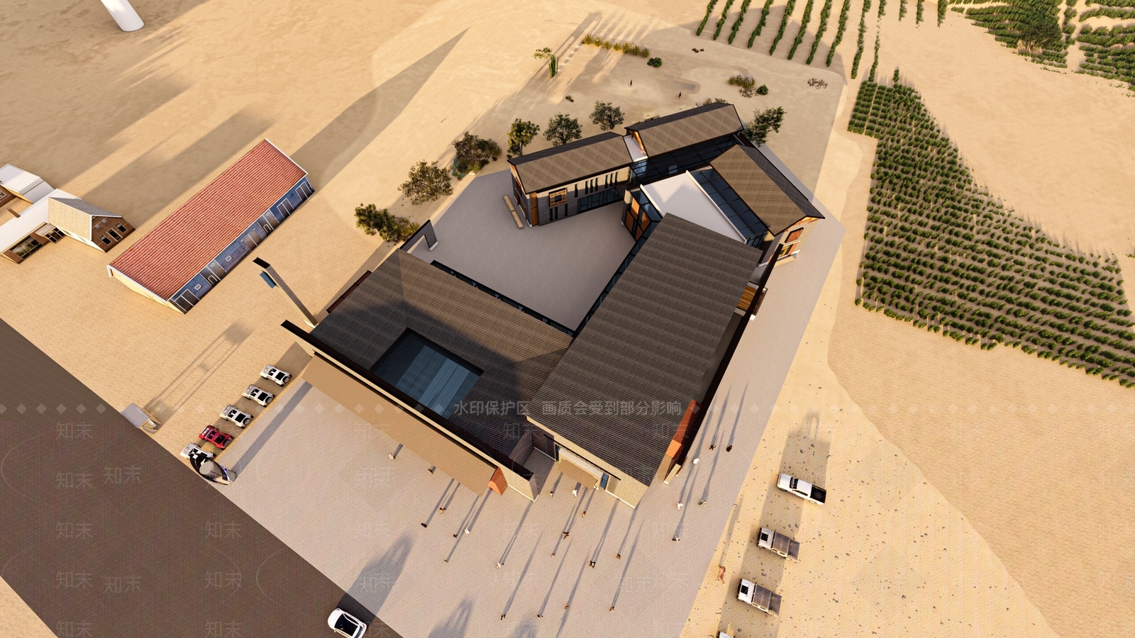 现代文化馆建筑SU模型下载【ID:1140139408】