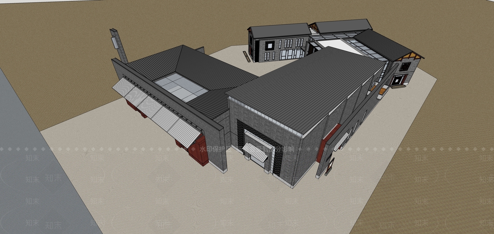 现代文化馆建筑SU模型下载【ID:1140139408】