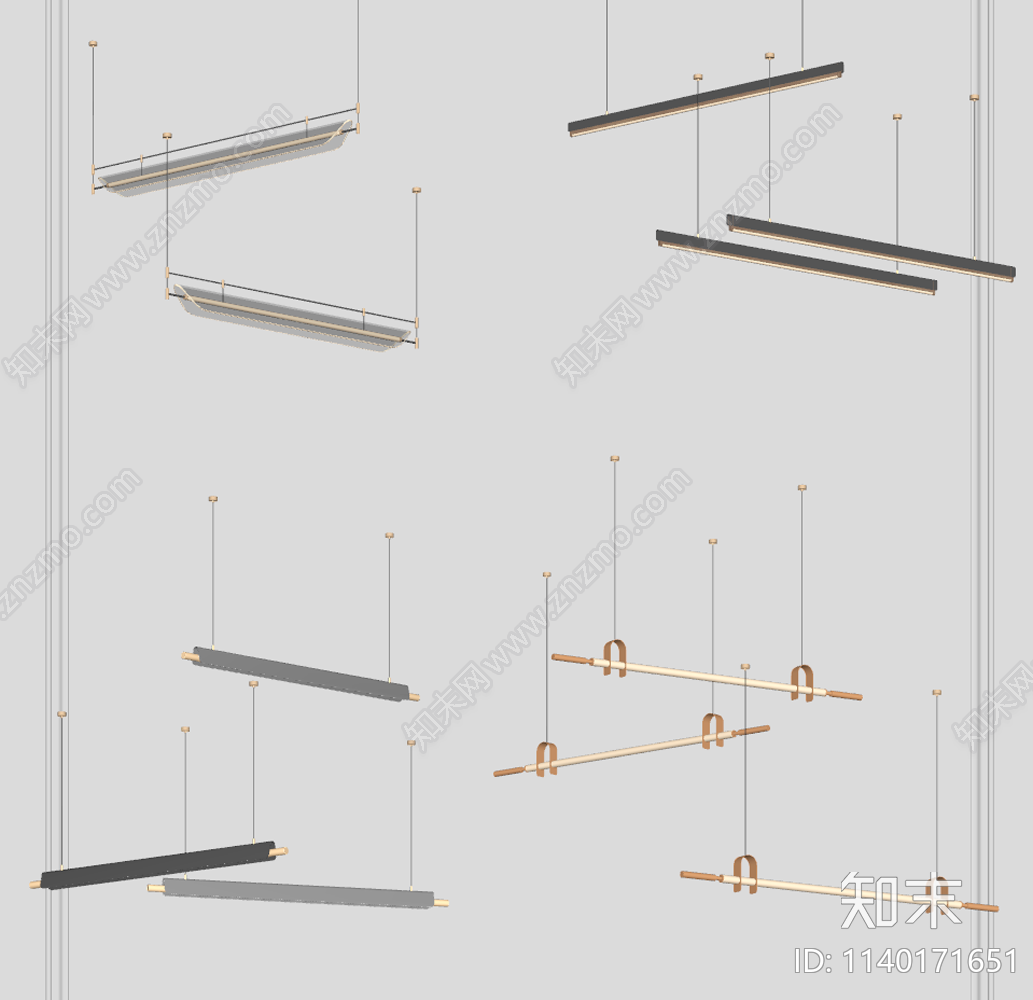 现代线性吊灯组合SU模型下载【ID:1140171651】