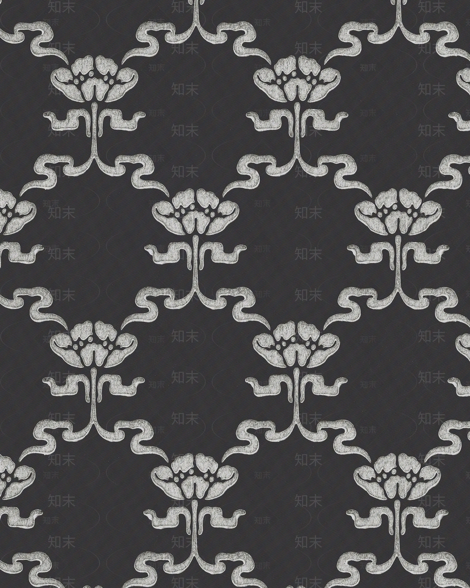 欧式黑白花纹墙布贴图下载【ID:1140141057】