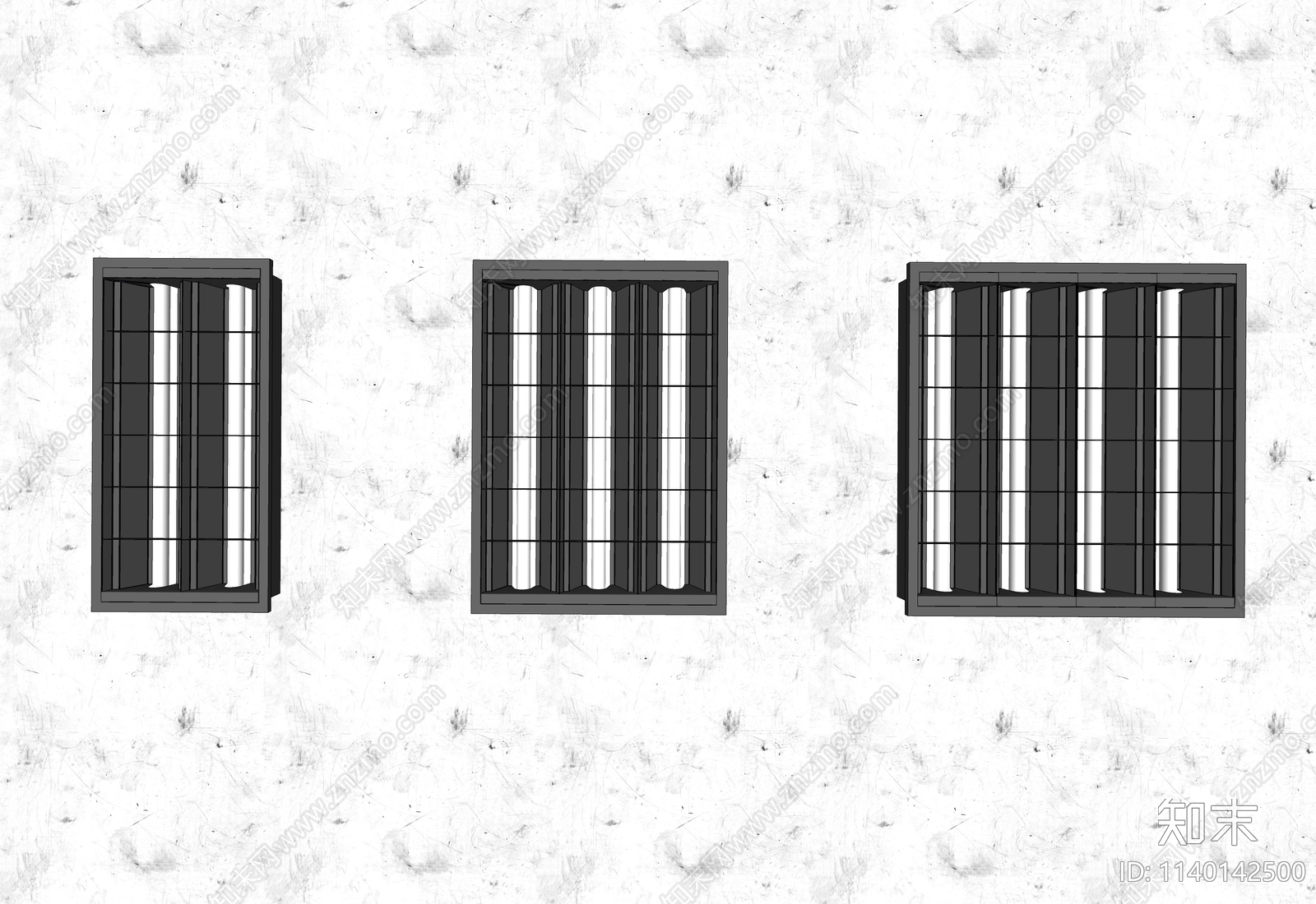 现代格栅吸顶灯SU模型下载【ID:1140142500】