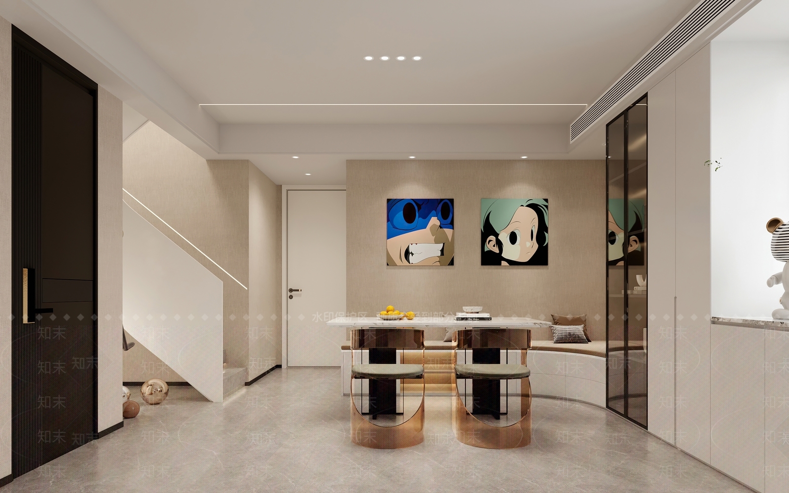现代loft餐厅3D模型下载【ID:1143776831】