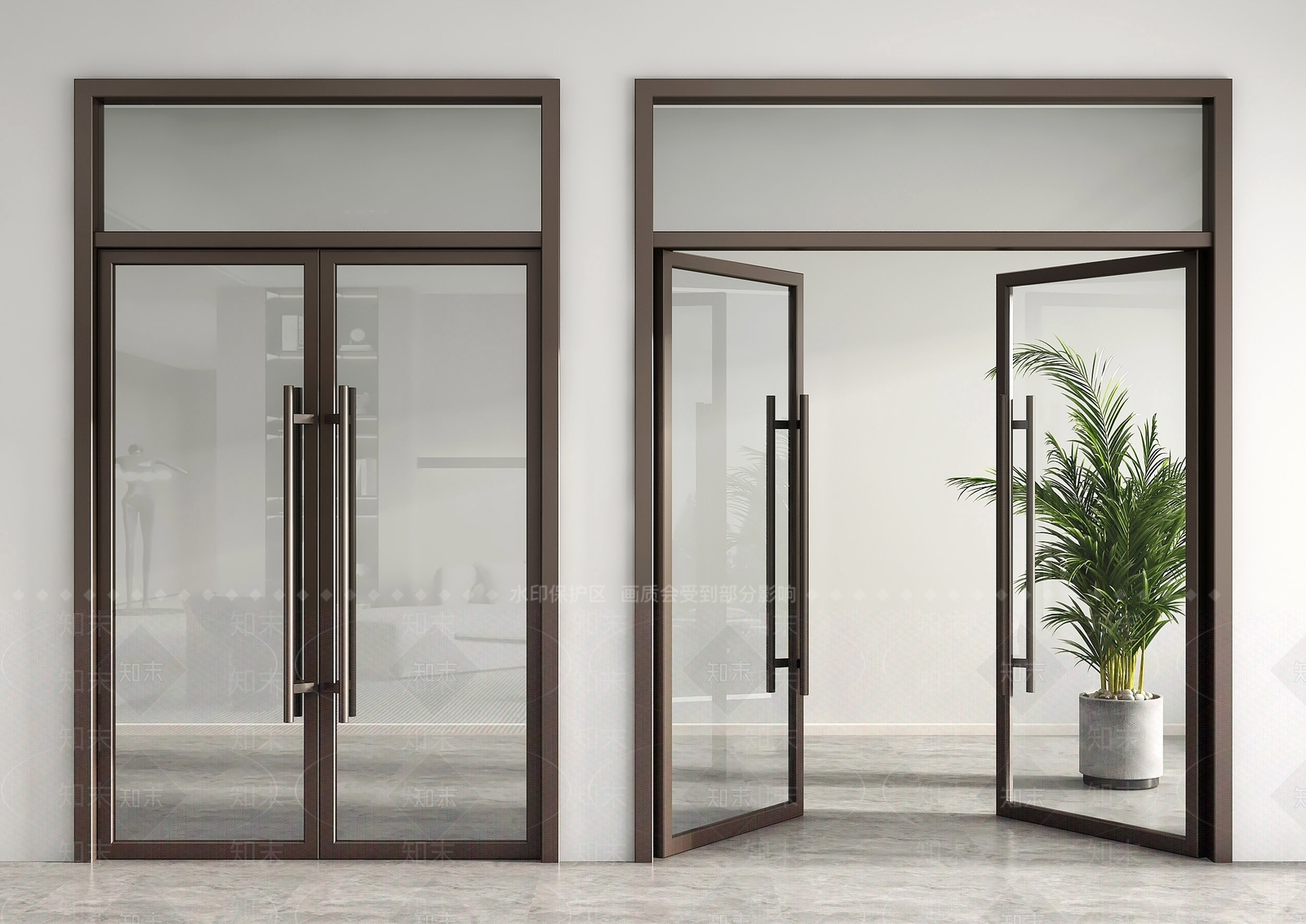 现代玻璃双开门3D模型下载【ID:1140147301】