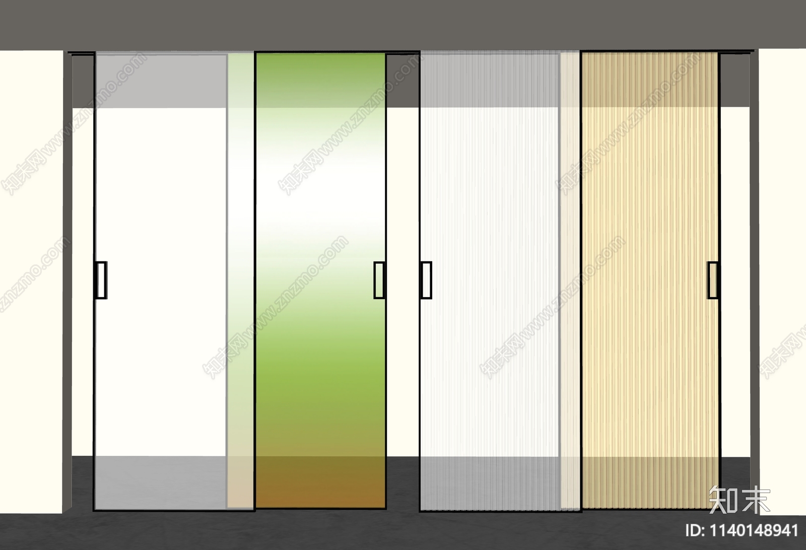 现代玻璃移门SU模型下载【ID:1140148941】