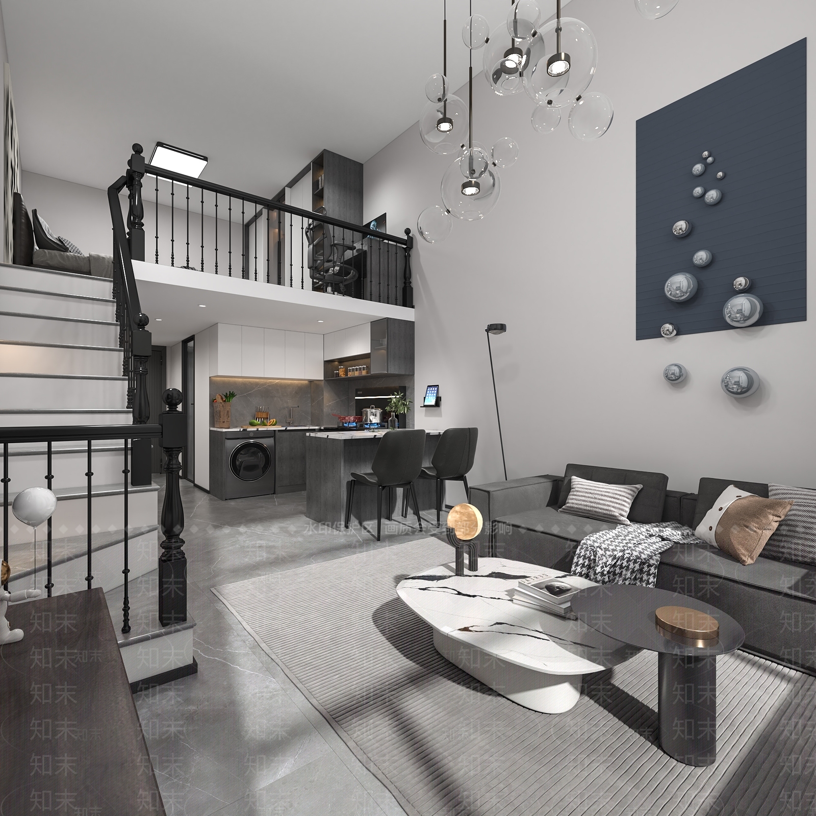 现代loft单身公寓3D模型下载【ID:1140162145】