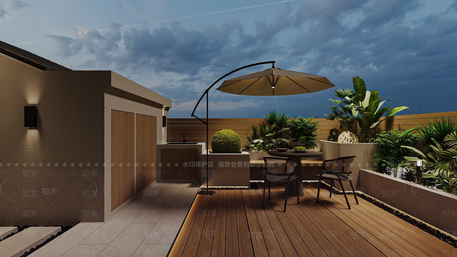 现代露台花园3D模型下载【ID:1140166352】
