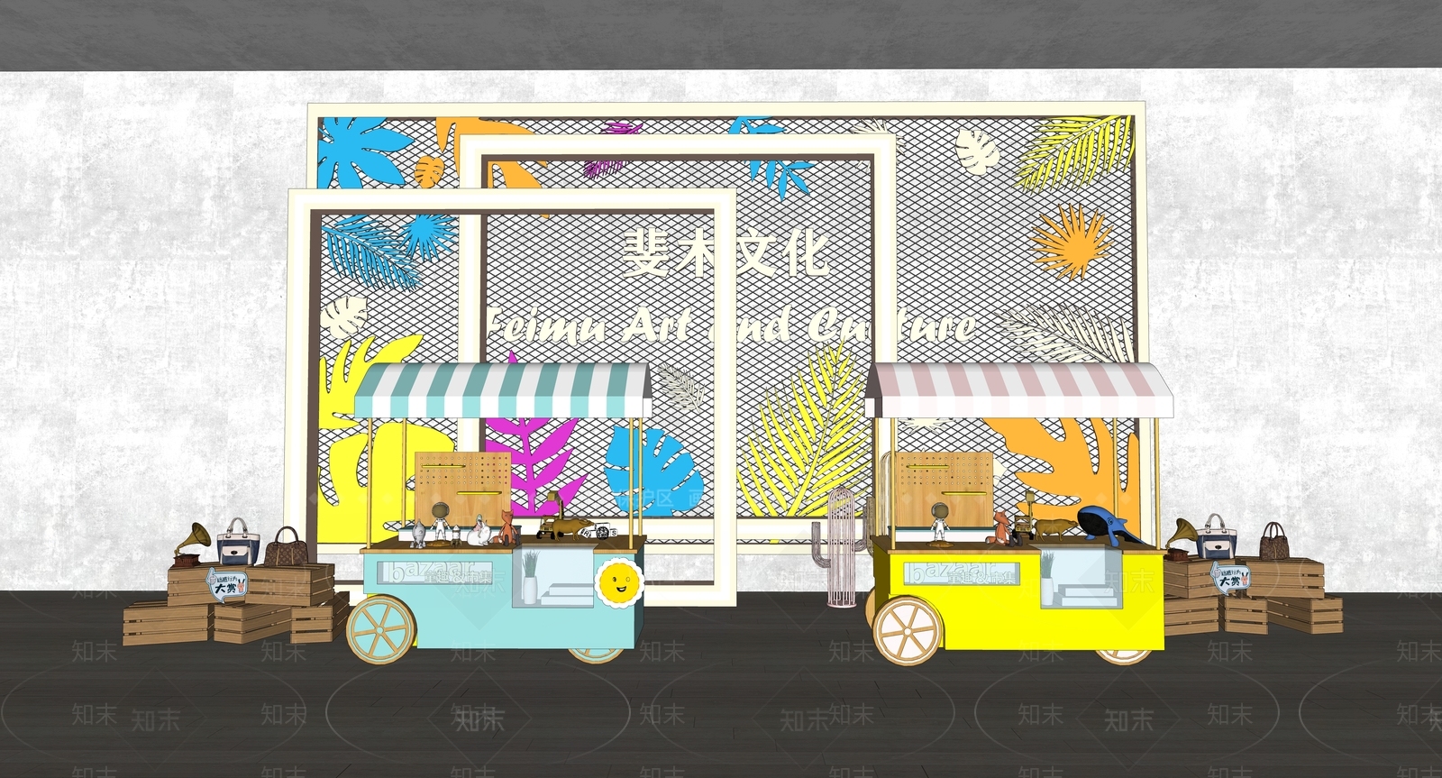 现代售卖摊位SU模型下载【ID:1140166525】