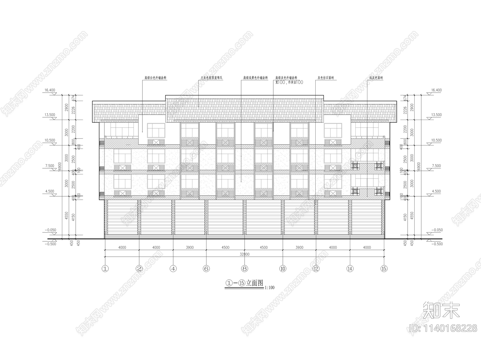 多层住宅楼建筑cad施工图下载【ID:1140168228】