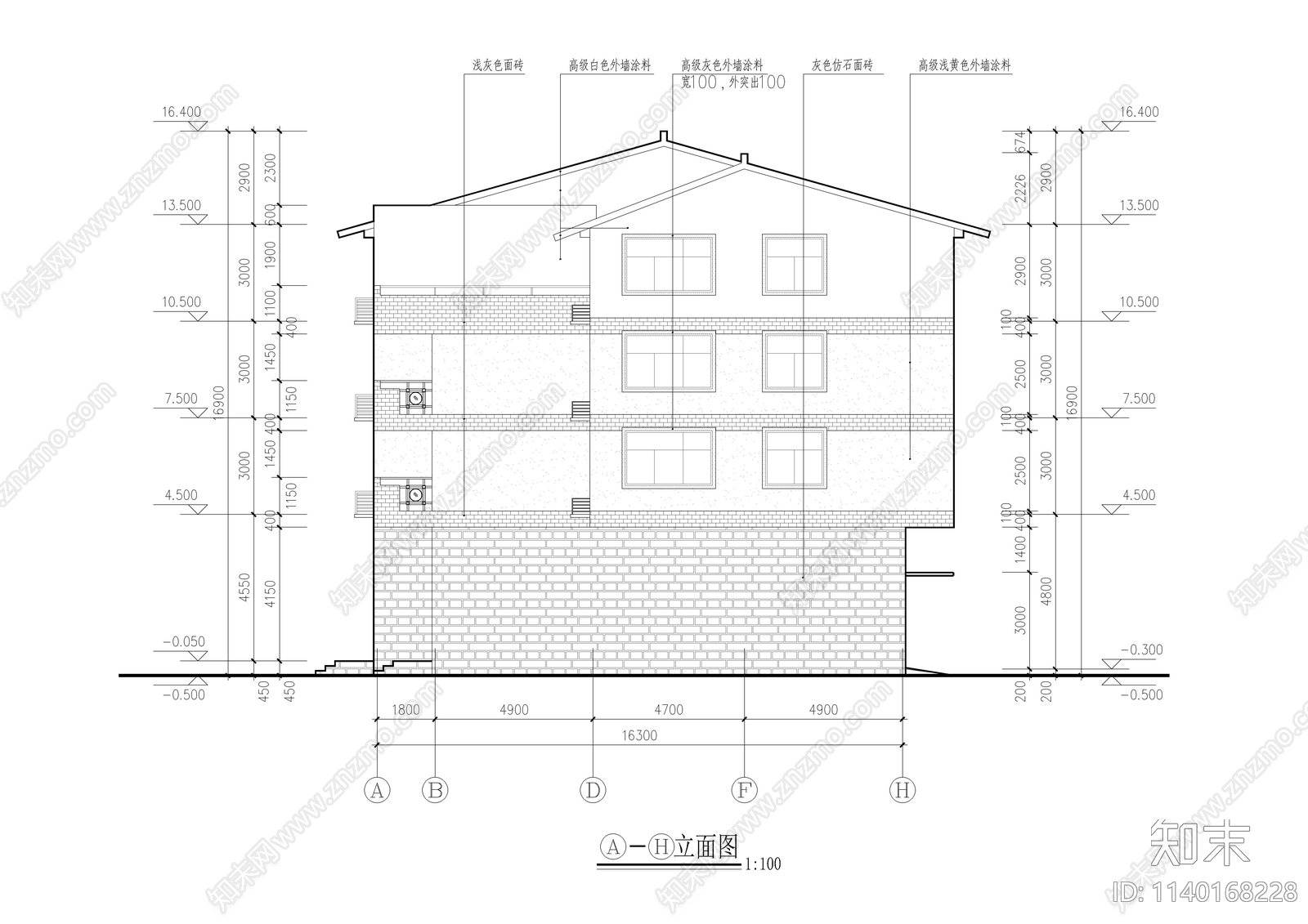 多层住宅楼建筑cad施工图下载【ID:1140168228】