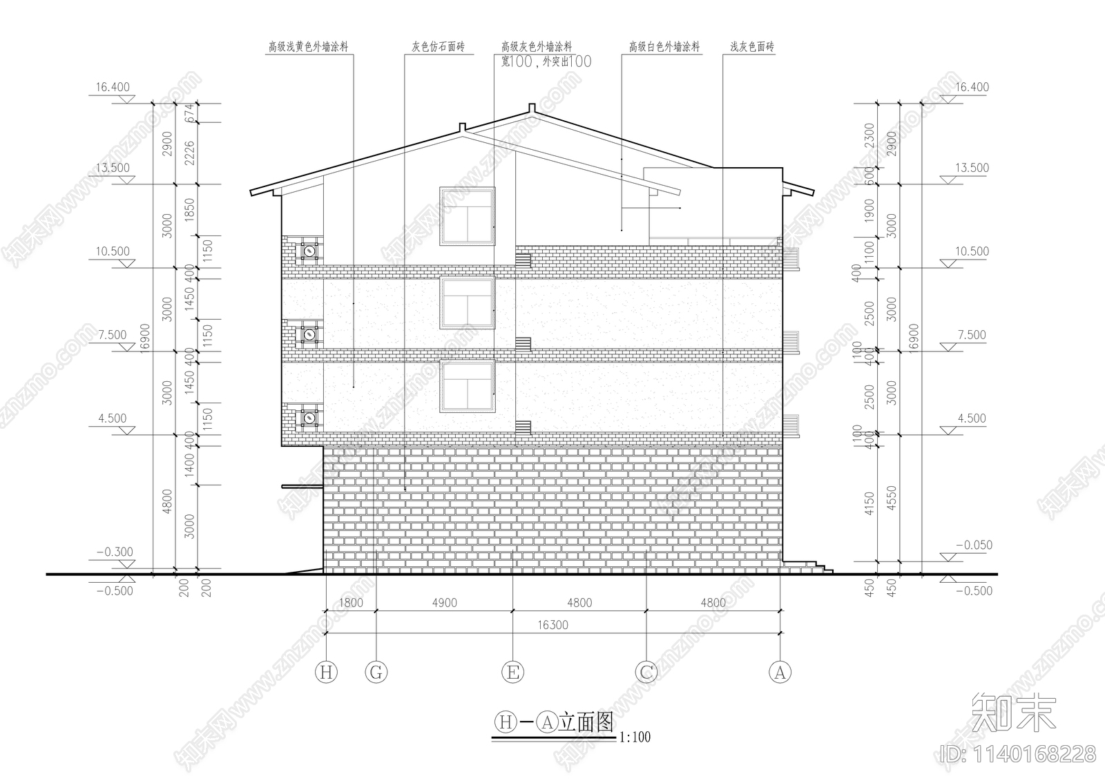 多层住宅楼建筑cad施工图下载【ID:1140168228】