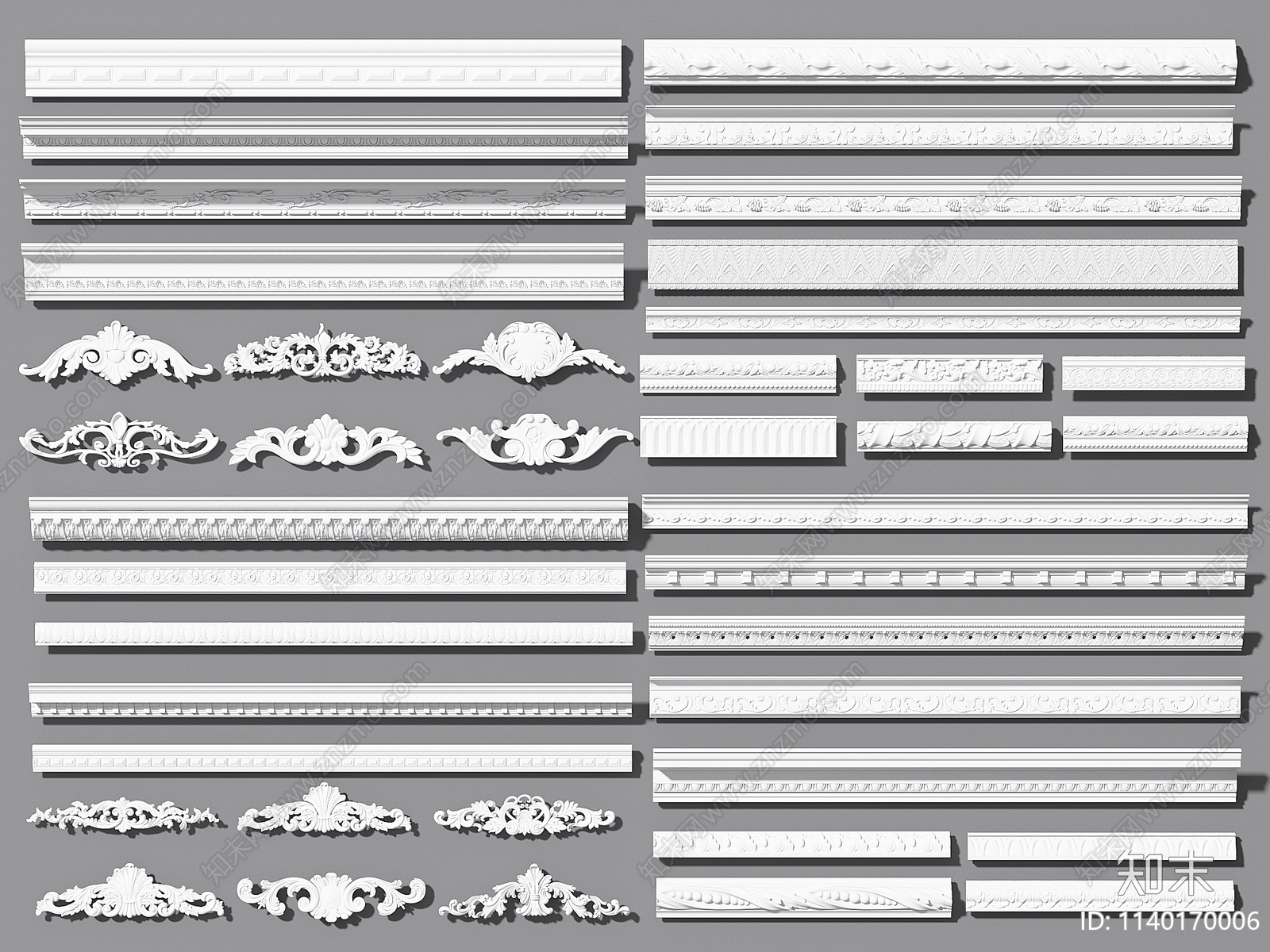 欧式石膏线3D模型下载【ID:1140170006】