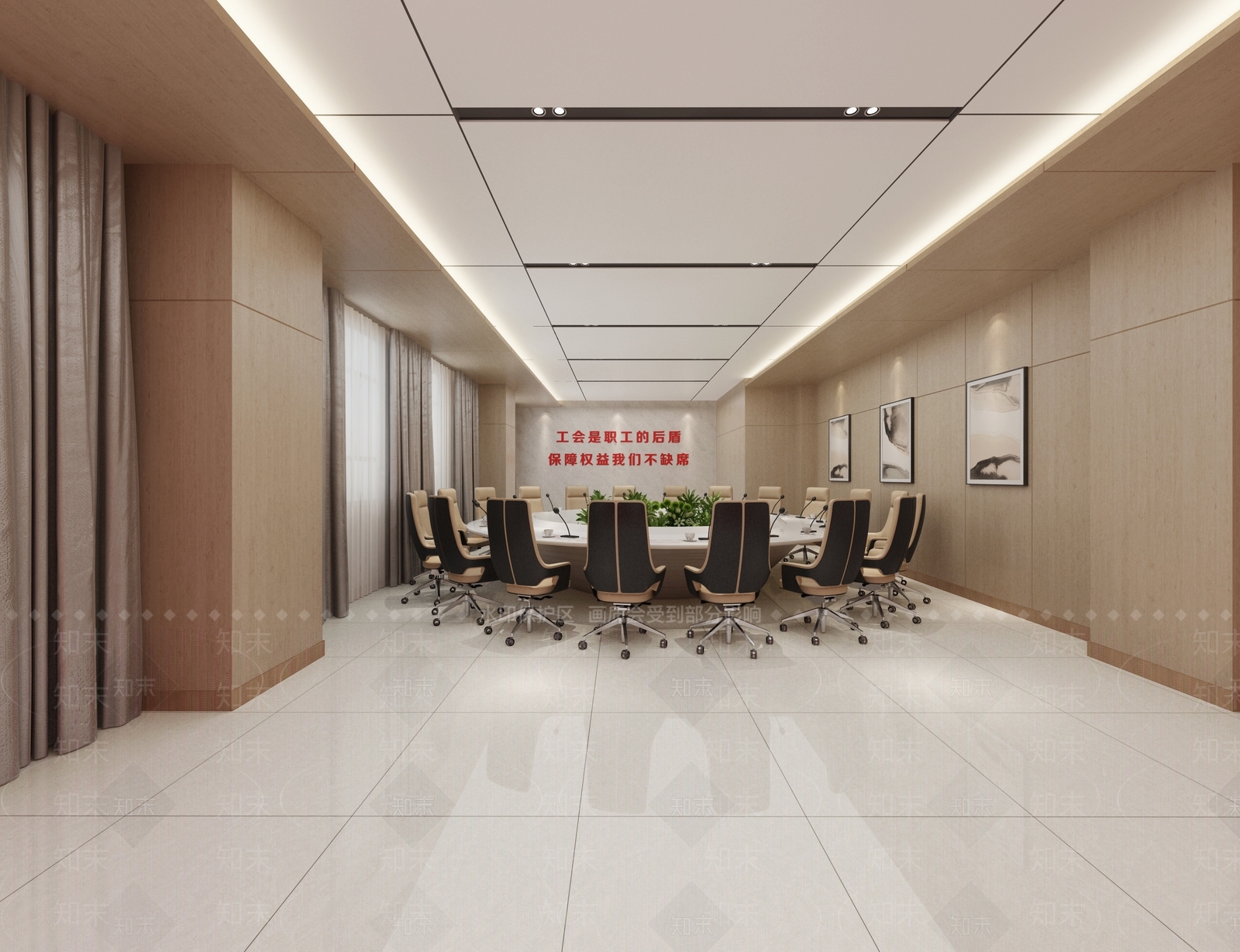 现代党建会议室3D模型下载【ID:1140176541】