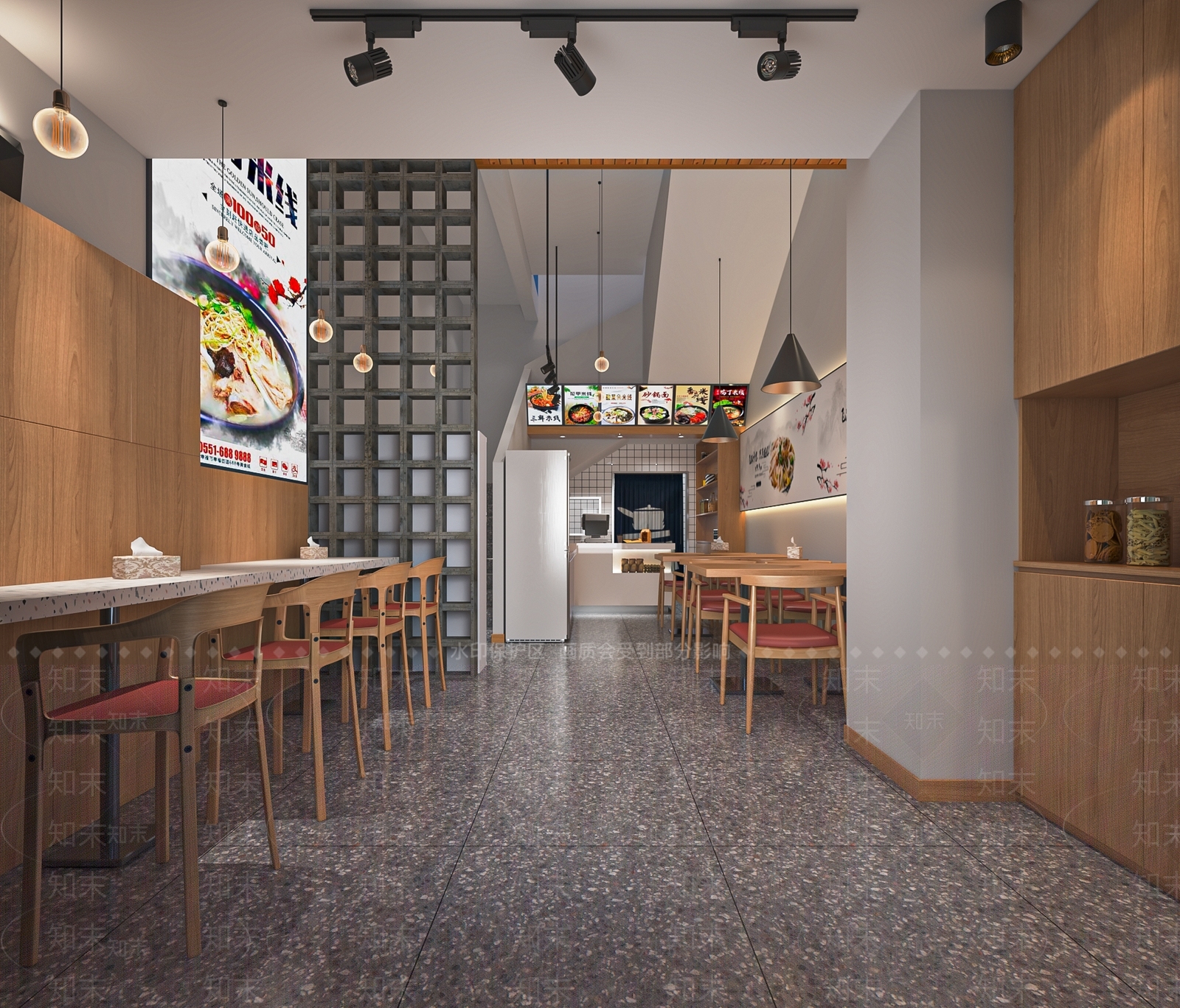 现代粉面店快餐厅SU模型下载【ID:1140180733】