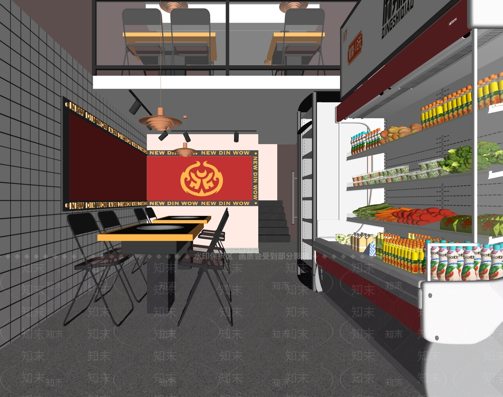 现代麻辣烫快餐店SU模型下载【ID:1140180828】