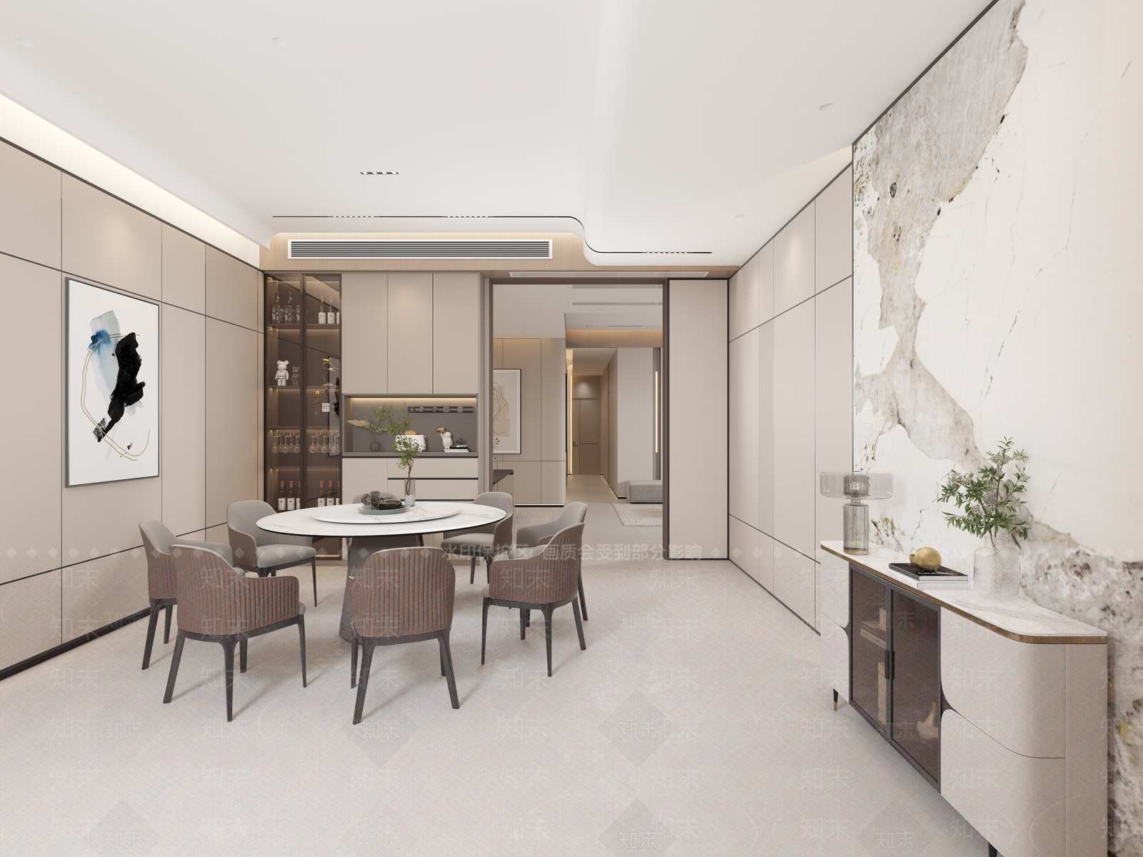 现代简约客餐厅3D模型下载【ID:1140183652】_知末3d模型网