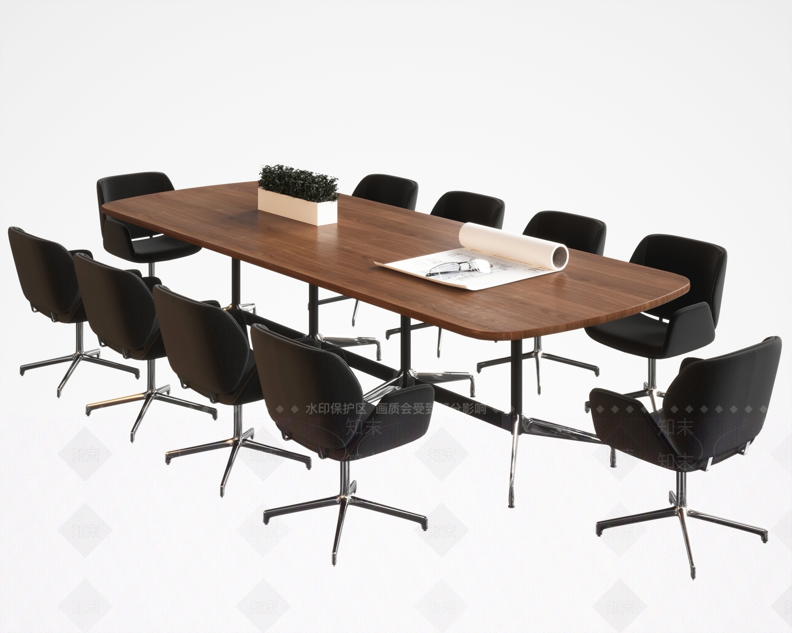 现代会议桌椅组合3D模型下载【ID:1140187100】