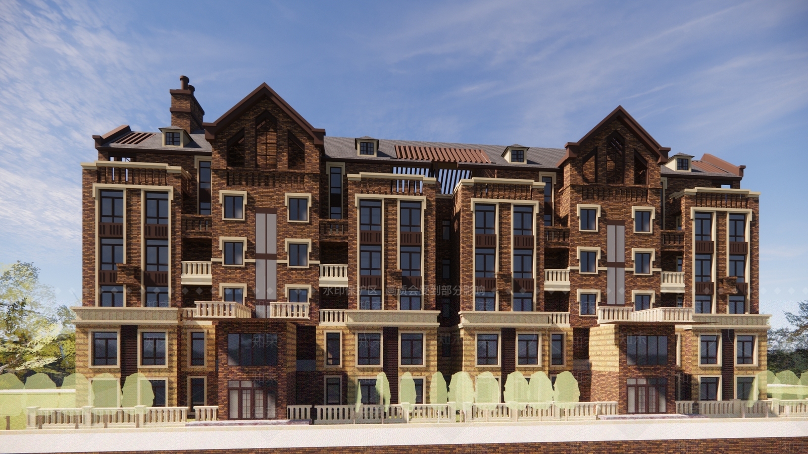 欧式坡屋顶双拼别墅SU模型下载【ID:1140191026】