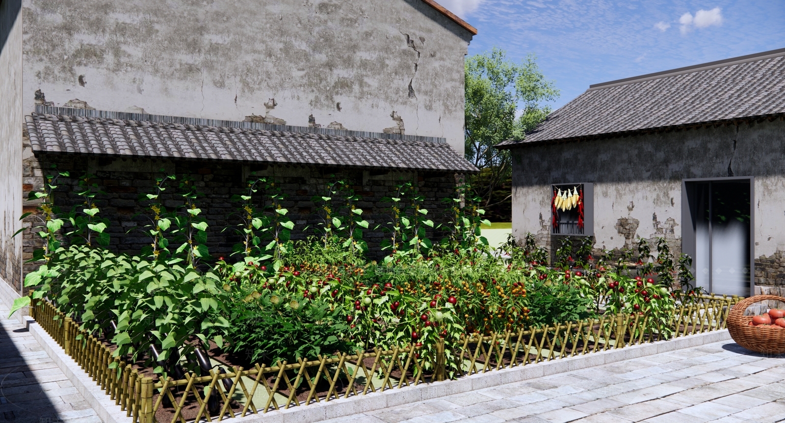 现代乡村庭院SU模型下载【ID:1140193014】