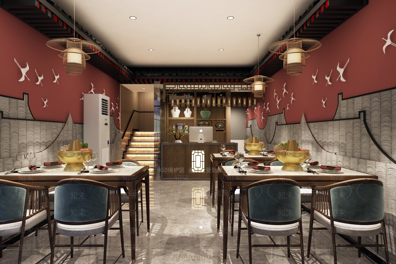新中式火锅店3D模型下载【ID:1140196298】