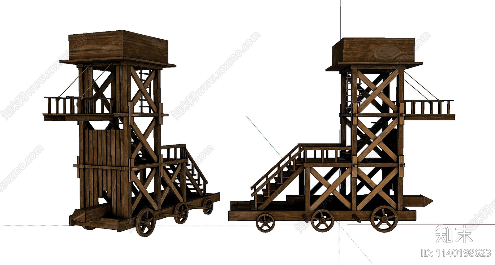 古代木制攻城器械SU模型下载【ID:1140198623】