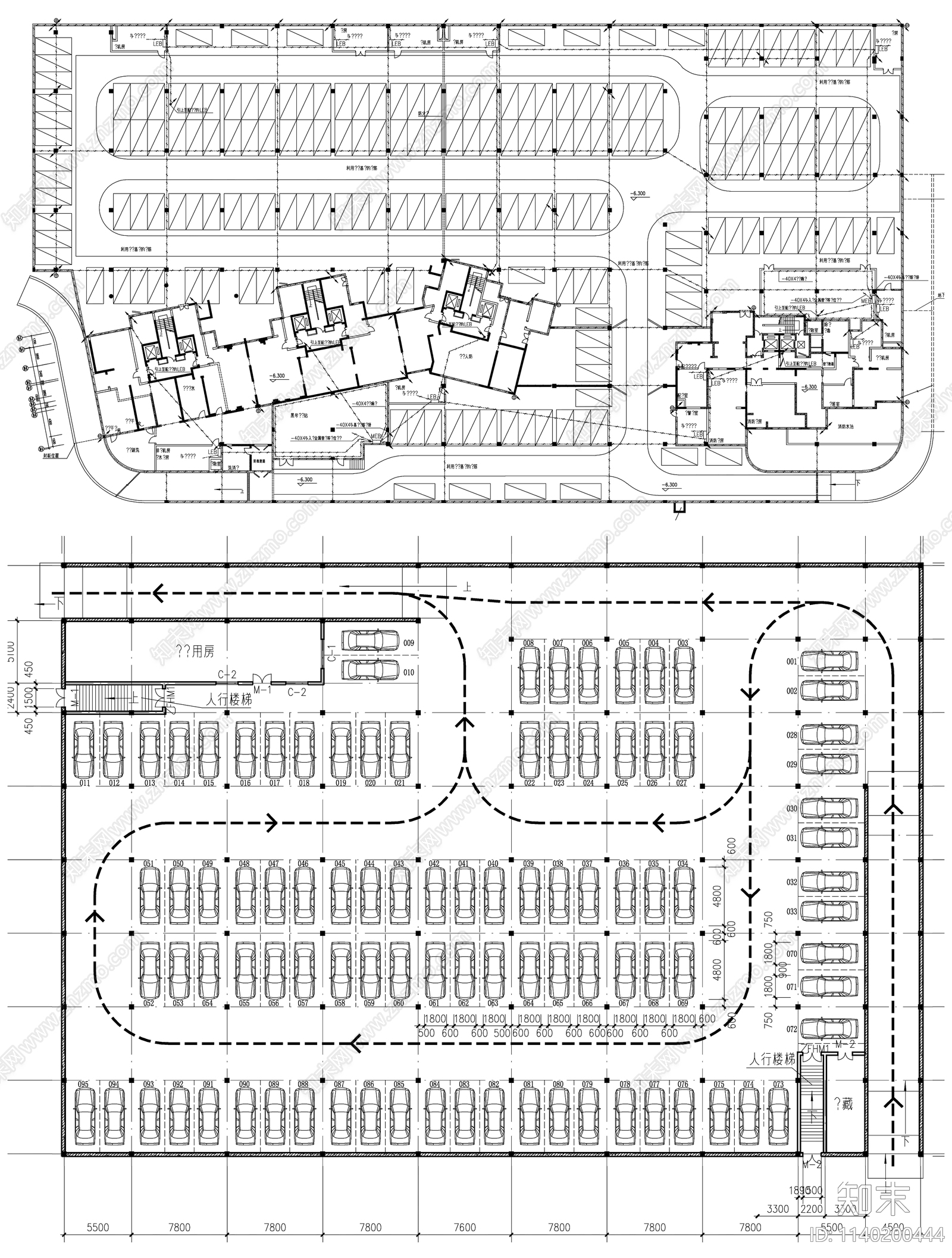 地下停车场cad施工图下载【ID:1140200444】