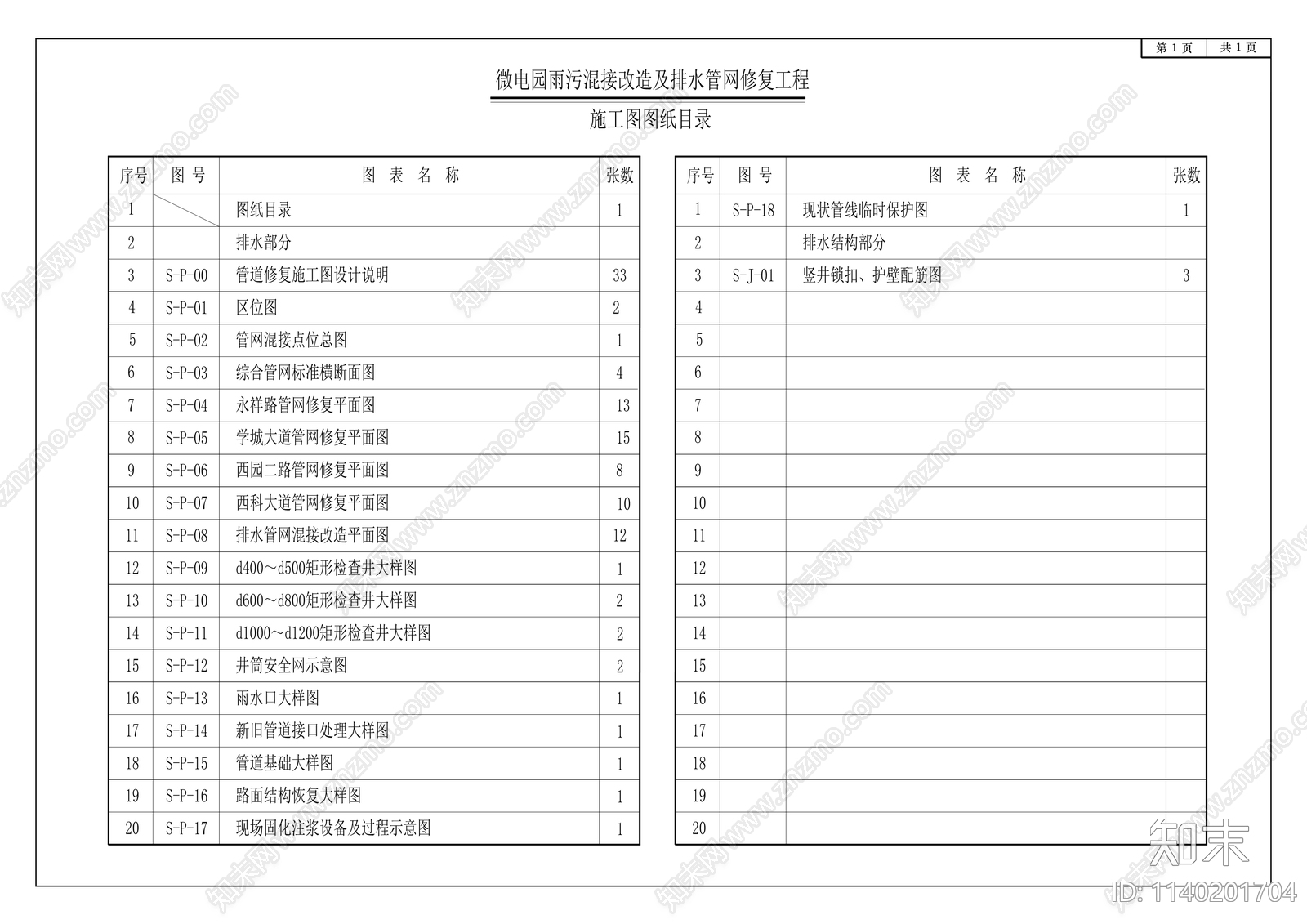 微电园雨污混接改造及排水管网修复工程cad施工图下载【ID:1140201704】