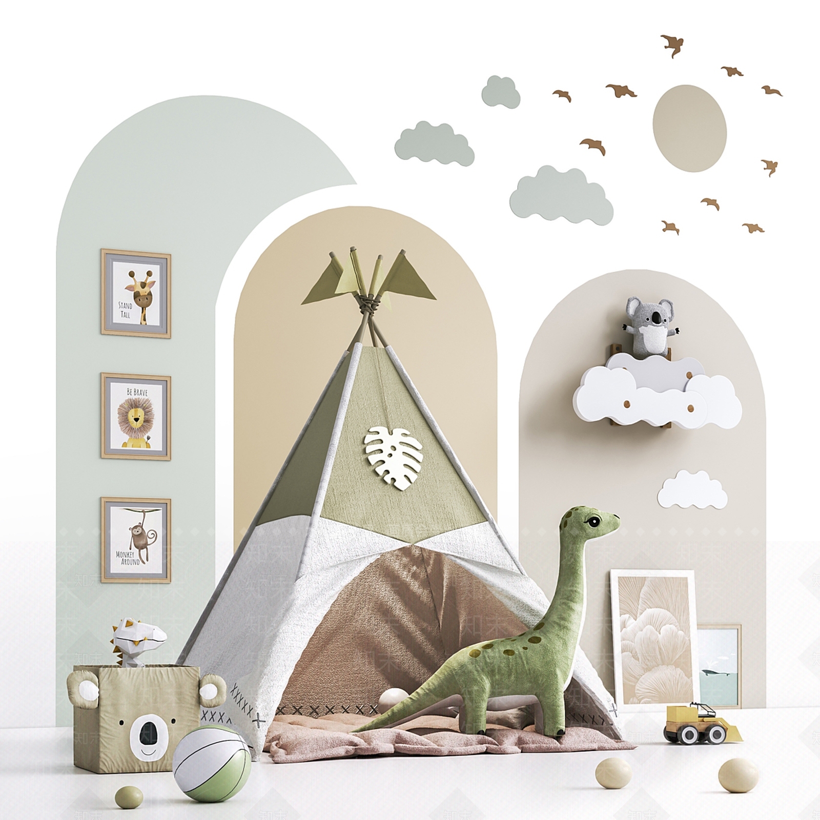 现代儿童帐篷3D模型下载【ID:1140202520】