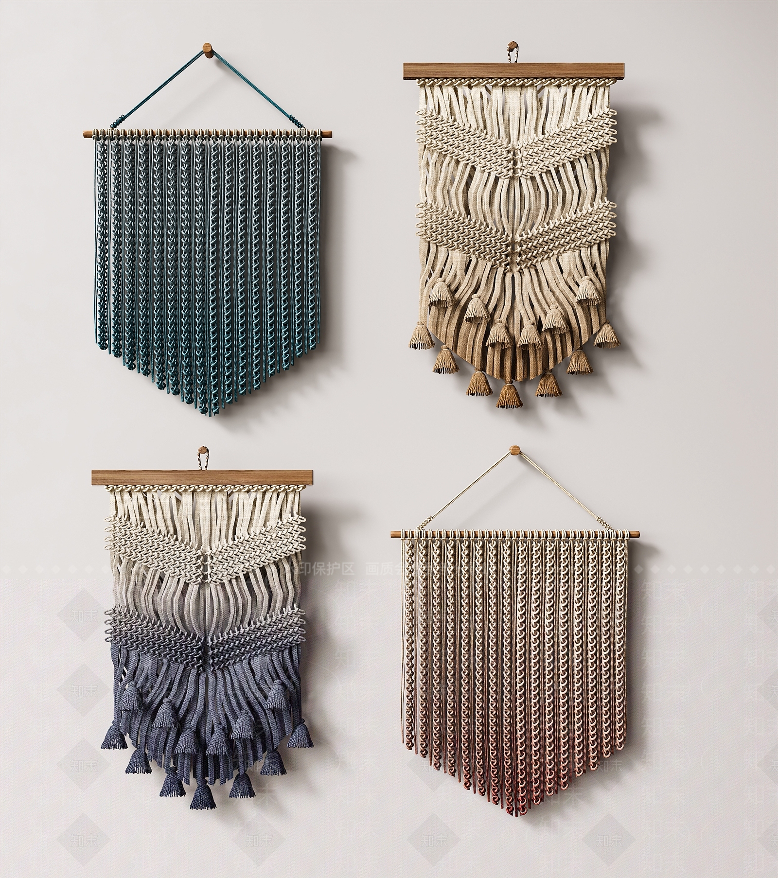 侘寂流苏墙饰挂饰3D模型下载【ID:1140205152】