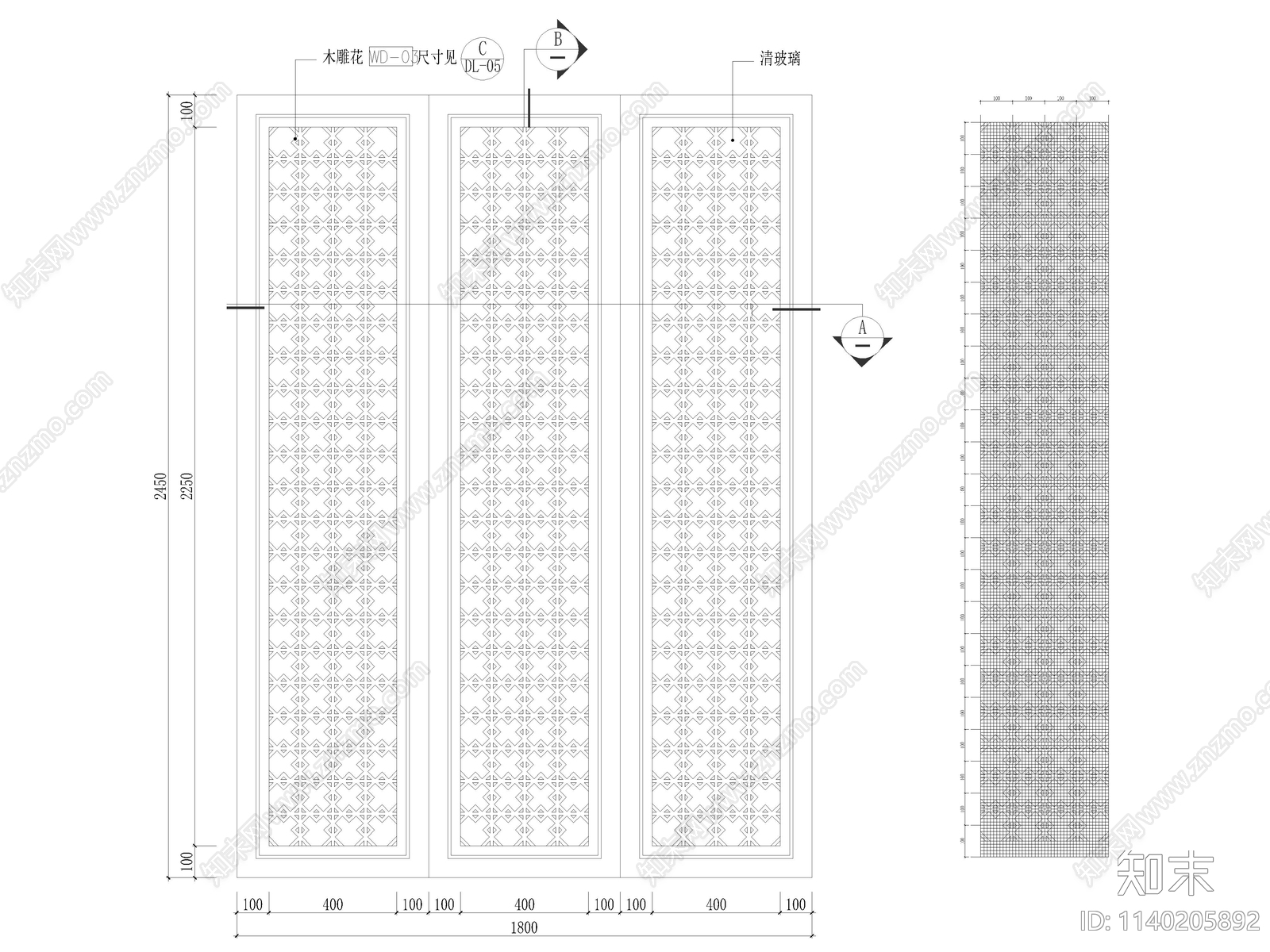 简约实木折叠门详图cad施工图下载【ID:1140205892】