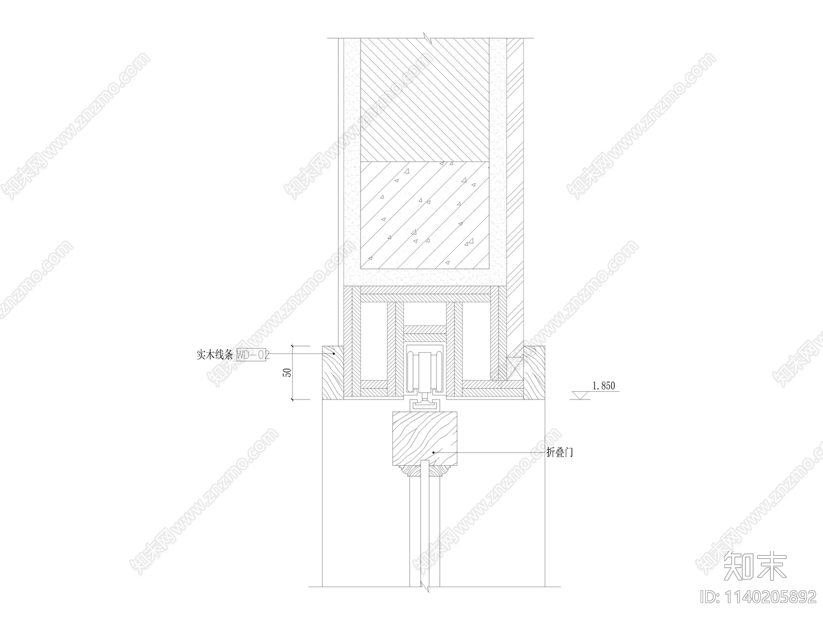 简约实木折叠门详图cad施工图下载【ID:1140205892】