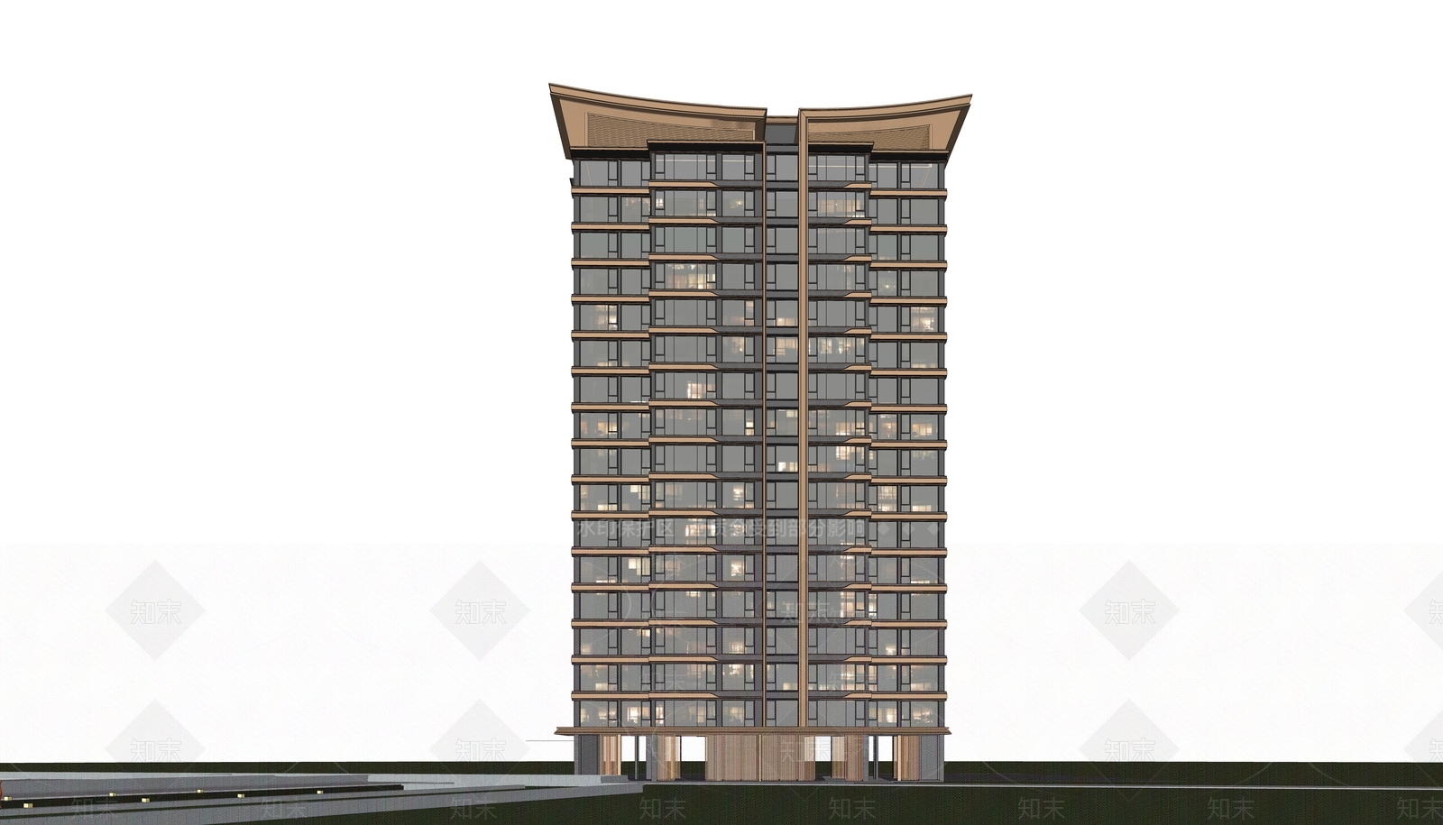 现代精致高层住宅SU模型下载【ID:1140209699】